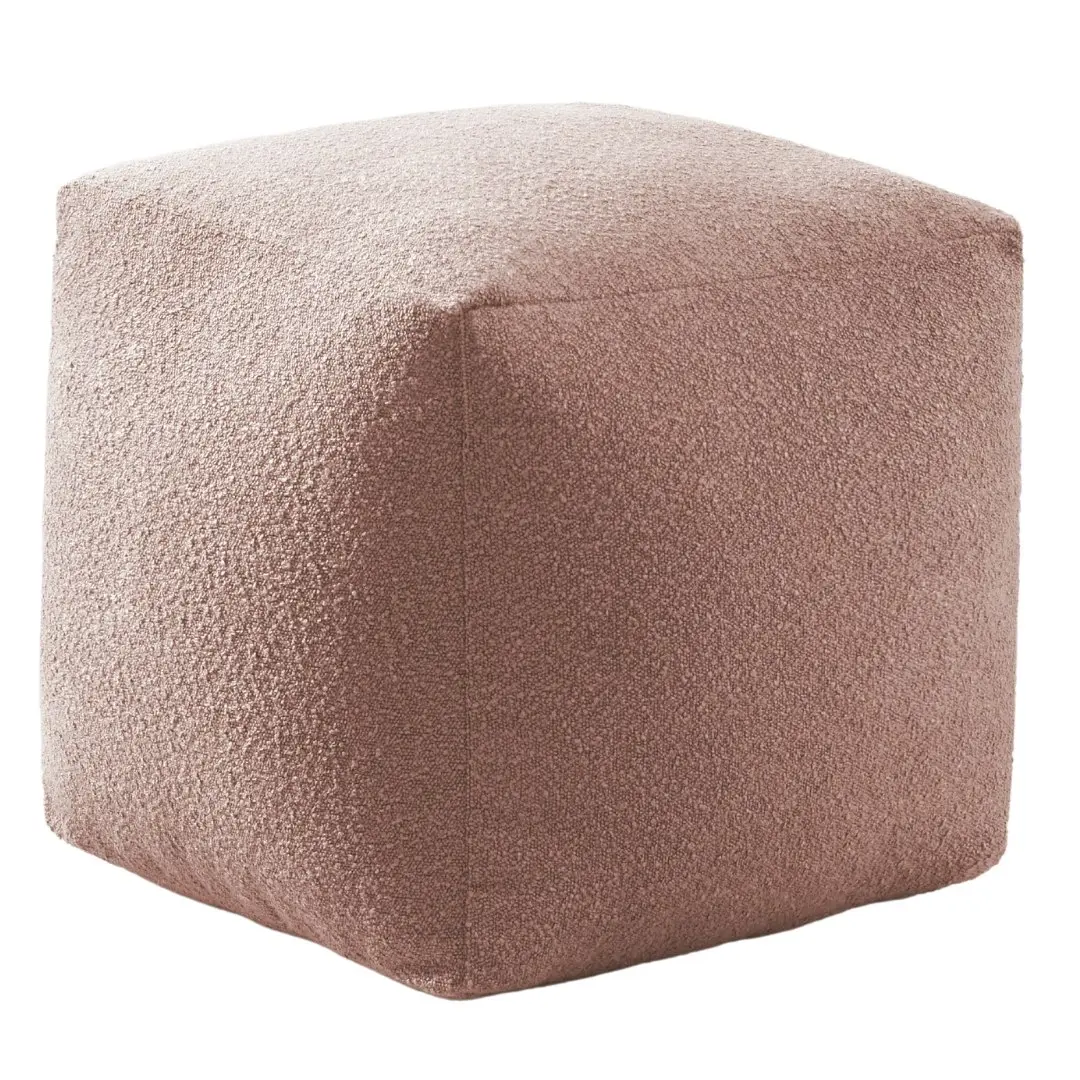 Cadence & Co. Blake Boucle Pouffe Cover Blush 50x50x50cm