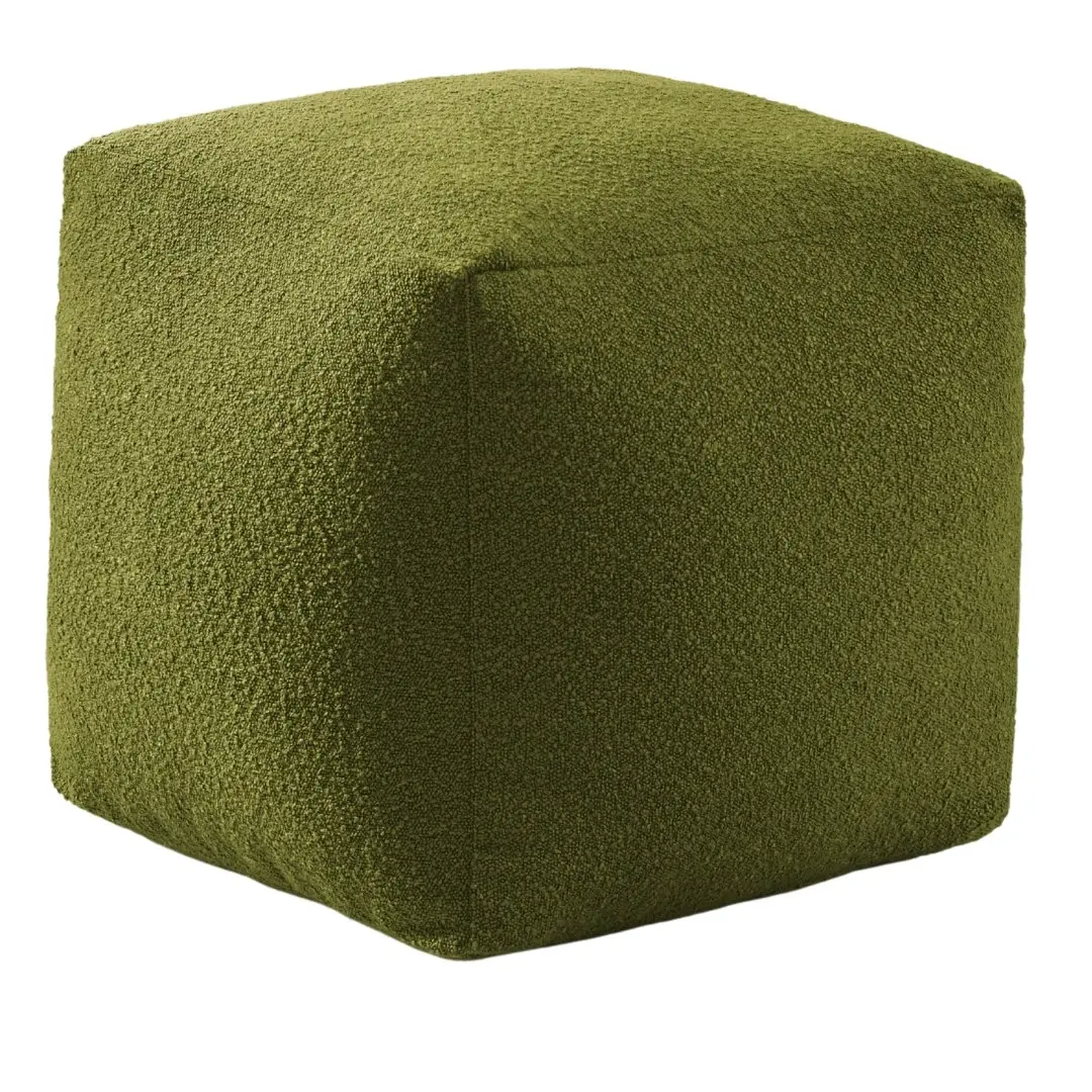 Cadence & Co. Blake Boucle Pouffe Cover Moss Green 50x50x50cm