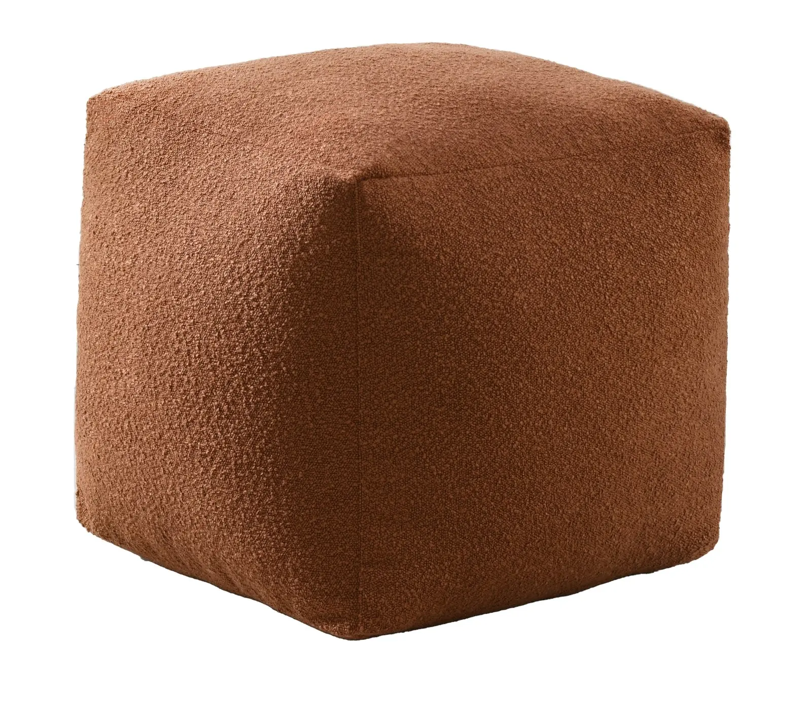 Cadence & Co. Blake Boucle Pouffe Cover Rust 50x50x50cm