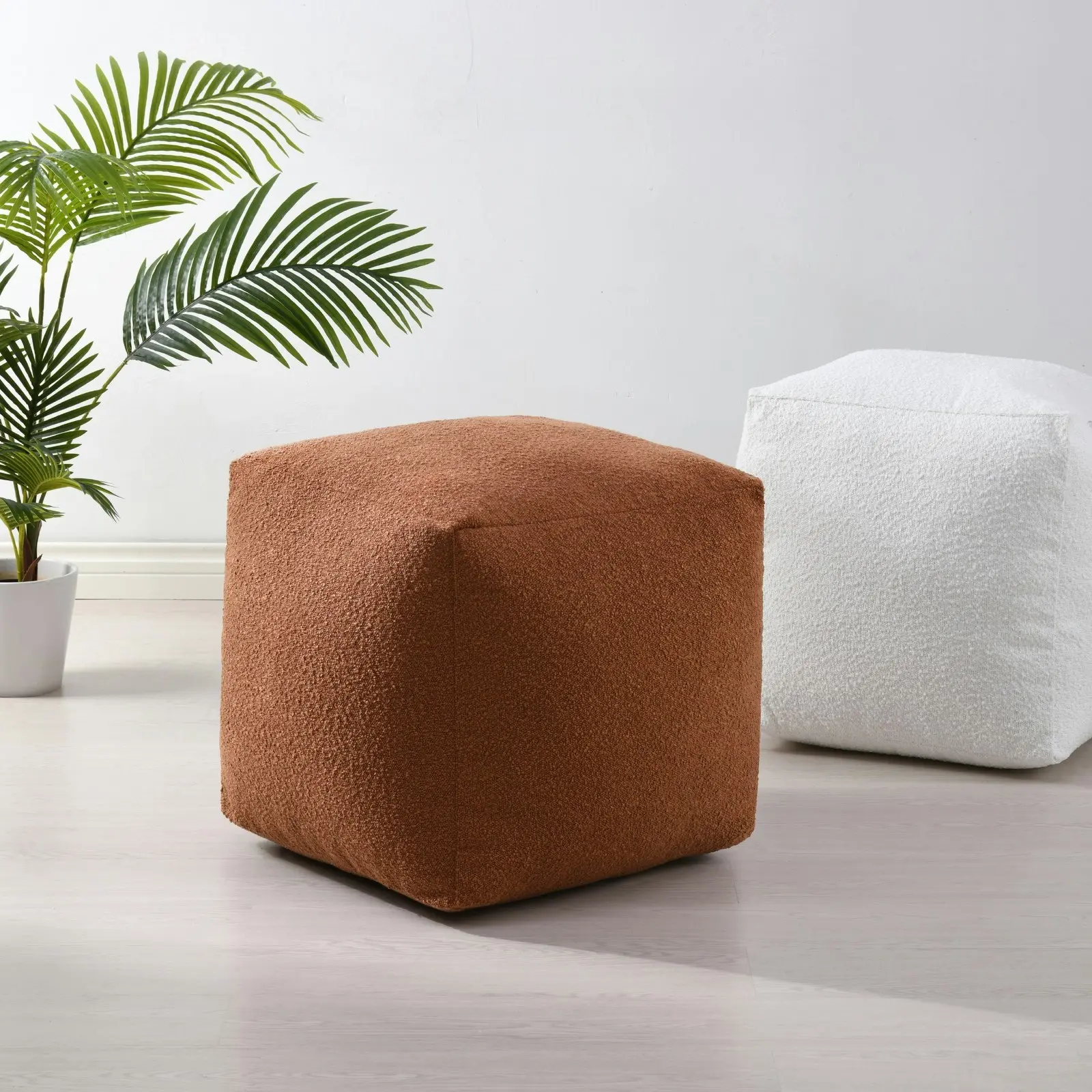 Cadence & Co. Blake Boucle Pouffe Cover Rust 50x50x50cm