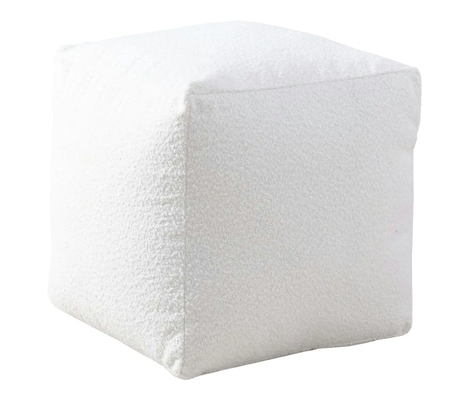 Cadence & Co. Blake Boucle Pouffe Cover Ivory 50x50x50cm