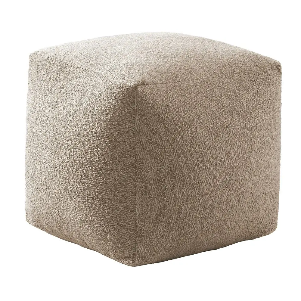 Cadence & Co. Blake Boucle Pouffe Cover Tan 50x50x50cm