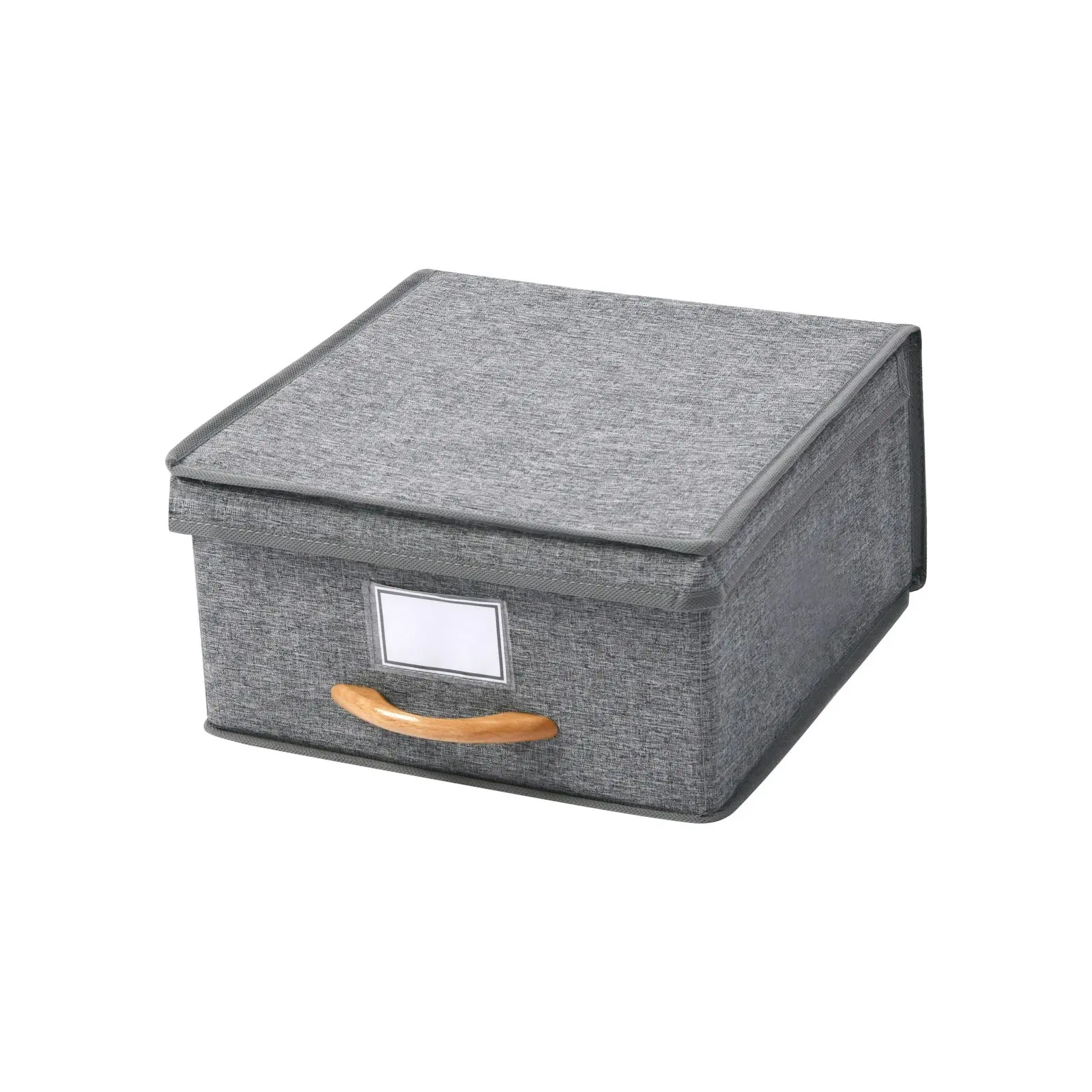 Takara Kicho Fabric Collapsible Storage Box With Lid Grey 30x30 x16cm