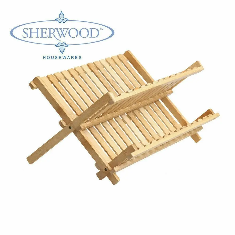 Sherwood Home Bamboo Folding Dish Rack - Natural Brown - 45x33x26cm