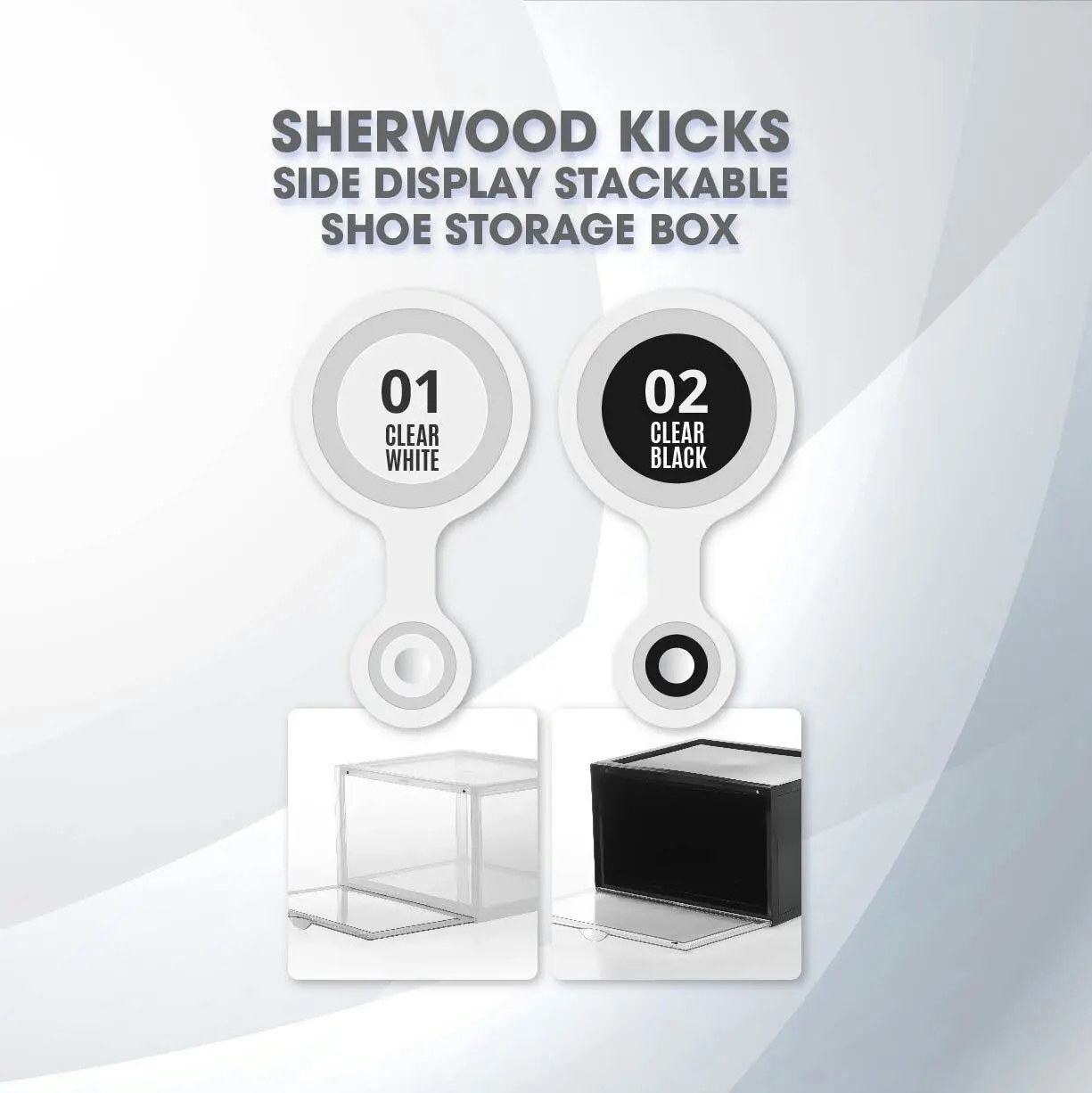 Sherwood Kicks Side Display Stackable Shoe Storage Box Clear - 6 Pack