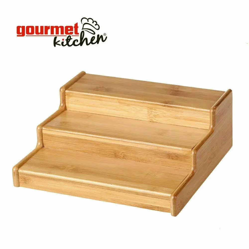 Gourmet Kitchen 3 Tier Expandable Spice Rack Natural Brown 23x21x8.4cm