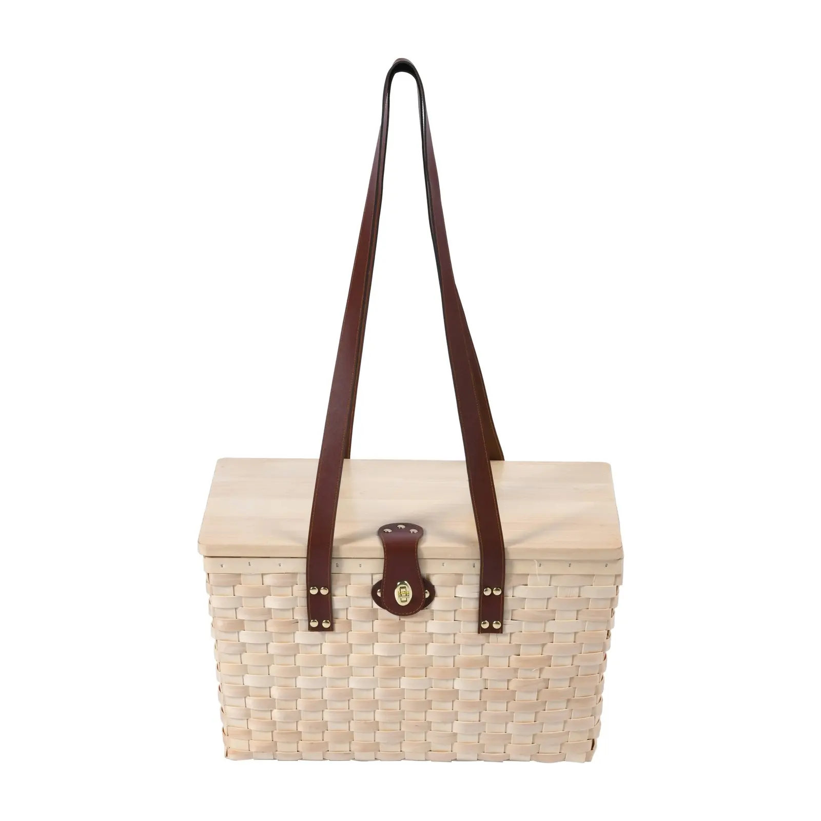 Vibes Barossa 4 Person Natural Wicker Picnic Basket Set Cream