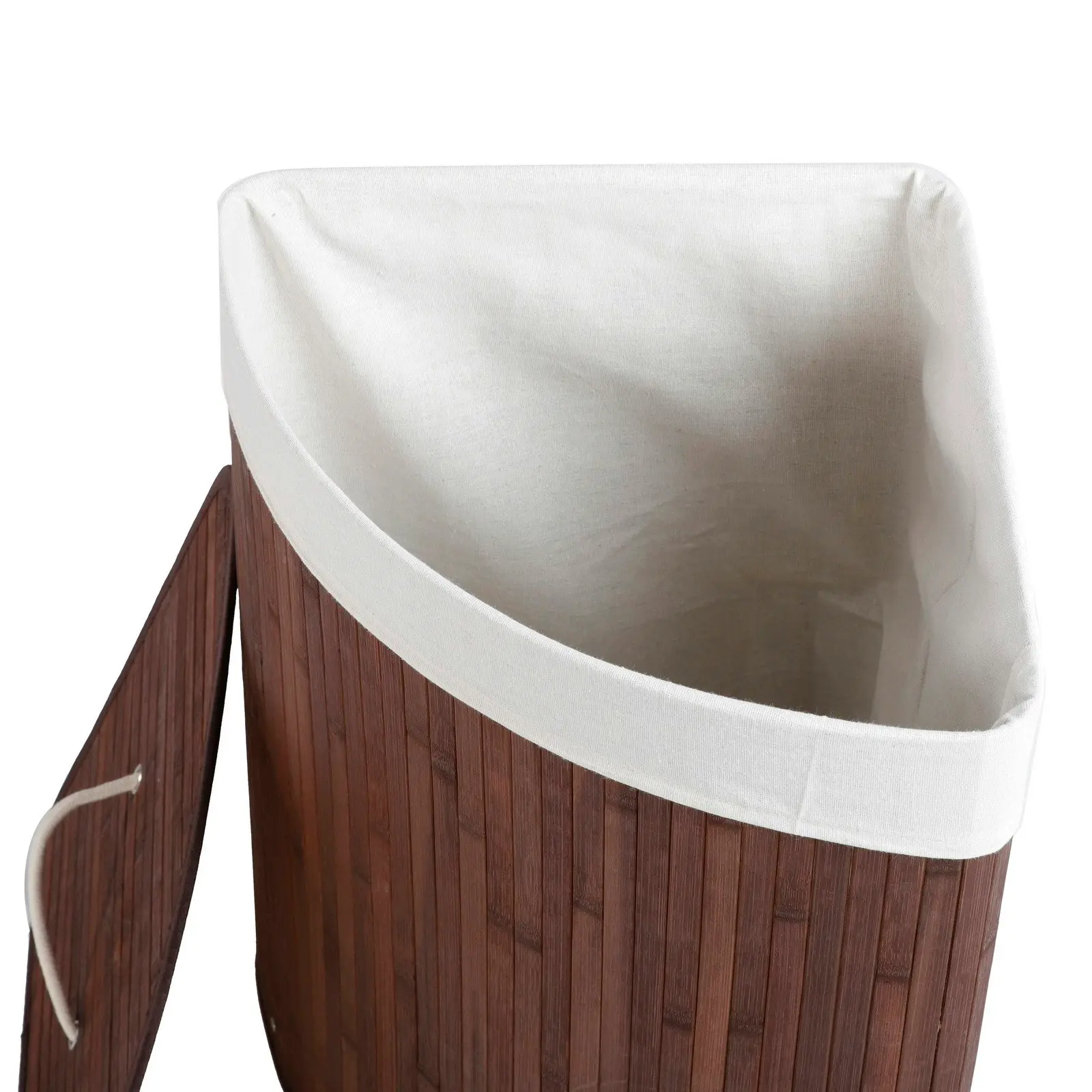 Sherwood Home Corner Folding Bamboo Laundry Hamper Brown 35x35x60cm