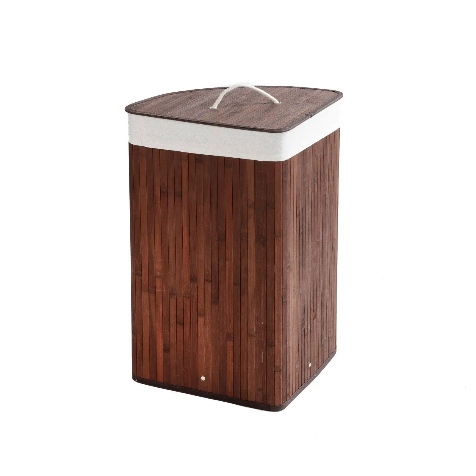 Sherwood Home Corner Folding Bamboo Laundry Hamper Brown 35x35x60cm