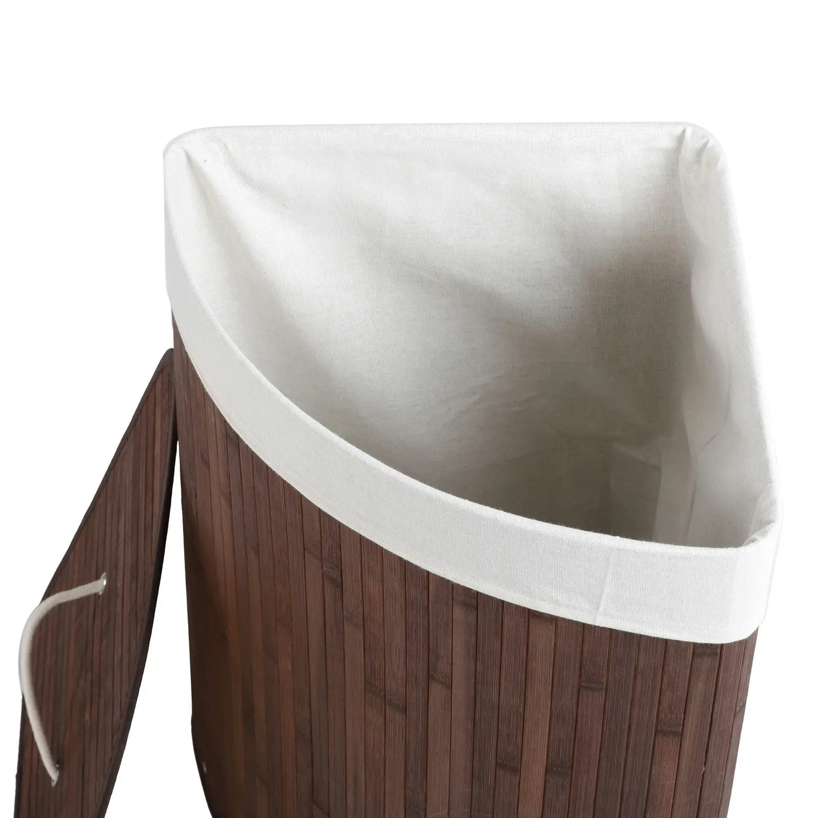 Sherwood Home Corner Folding Bamboo Laundry Hamper Brown 35x35x60cm