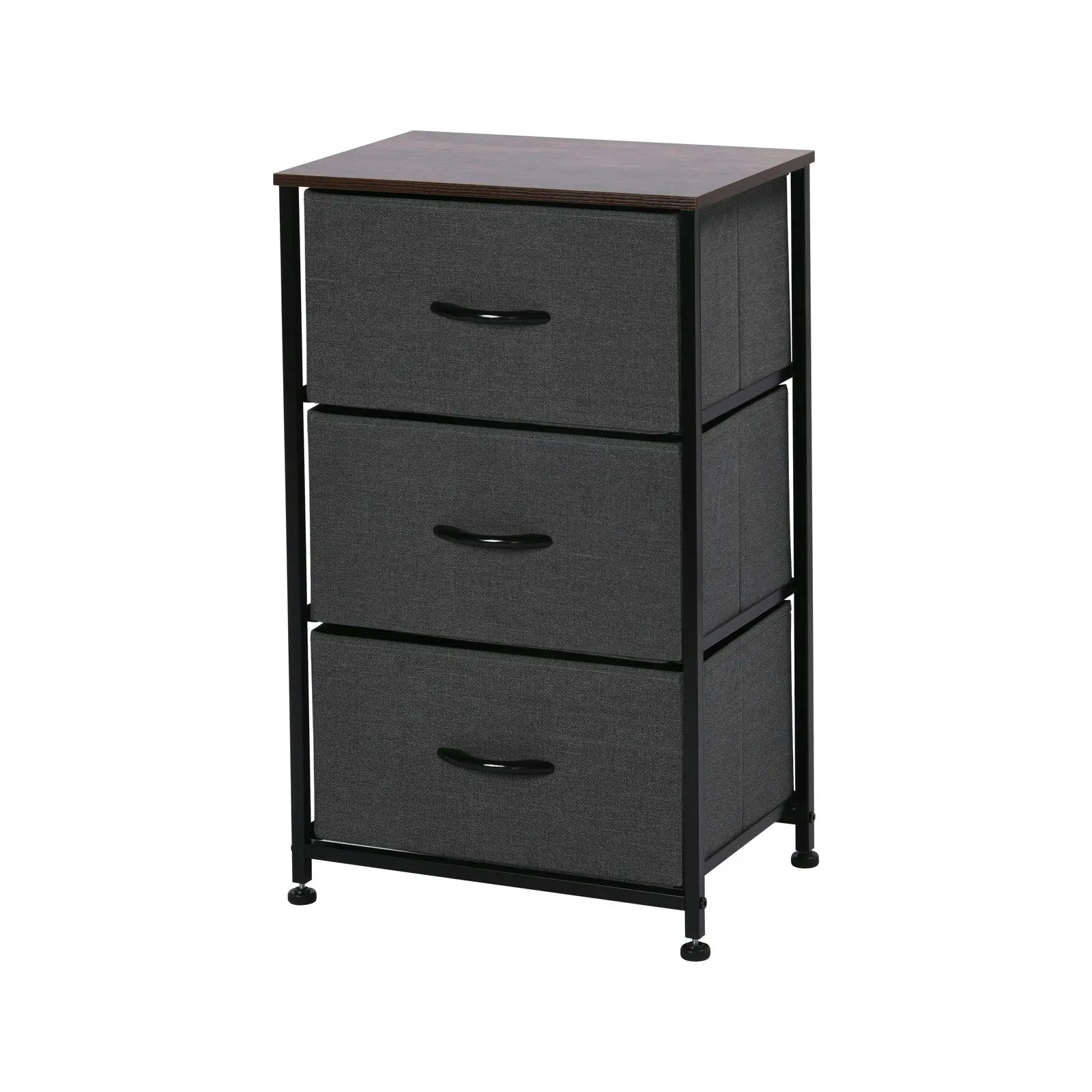 Sherwood Luna 3 Drawer Fabric Home Dresser Charcoal