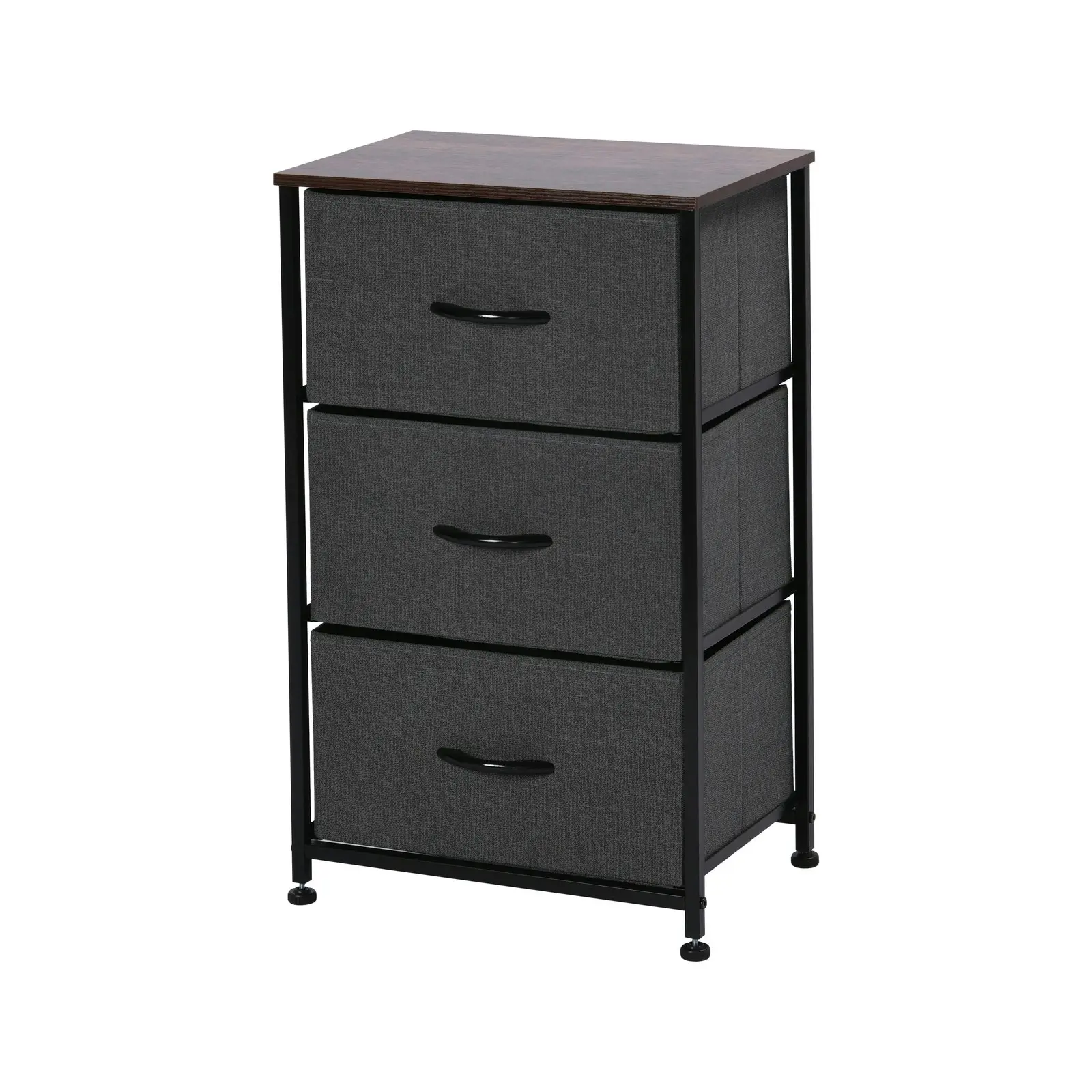 Sherwood Luna 3 Drawer Fabric Home Dresser Charcoal