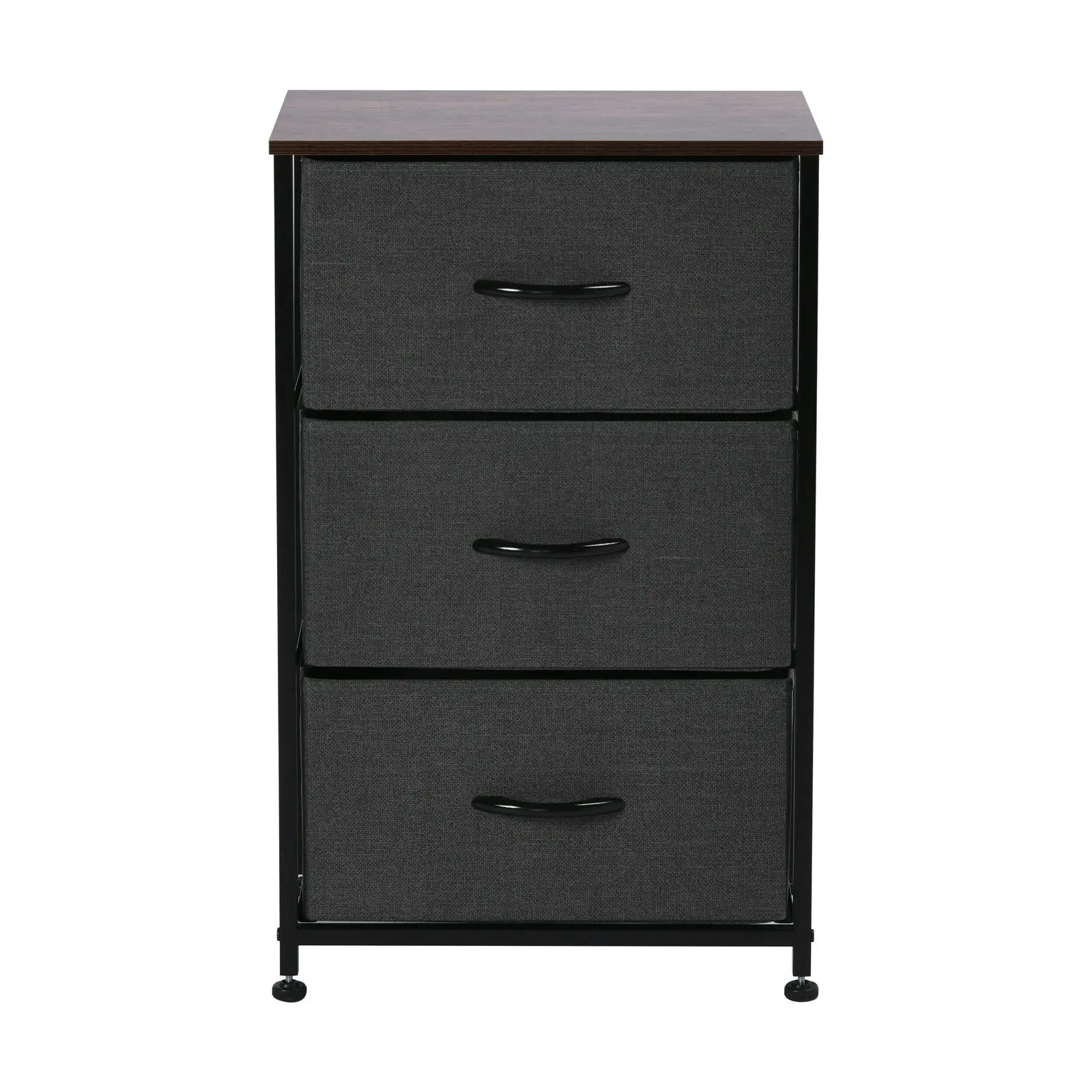 Sherwood Luna 3 Drawer Fabric Home Dresser Charcoal