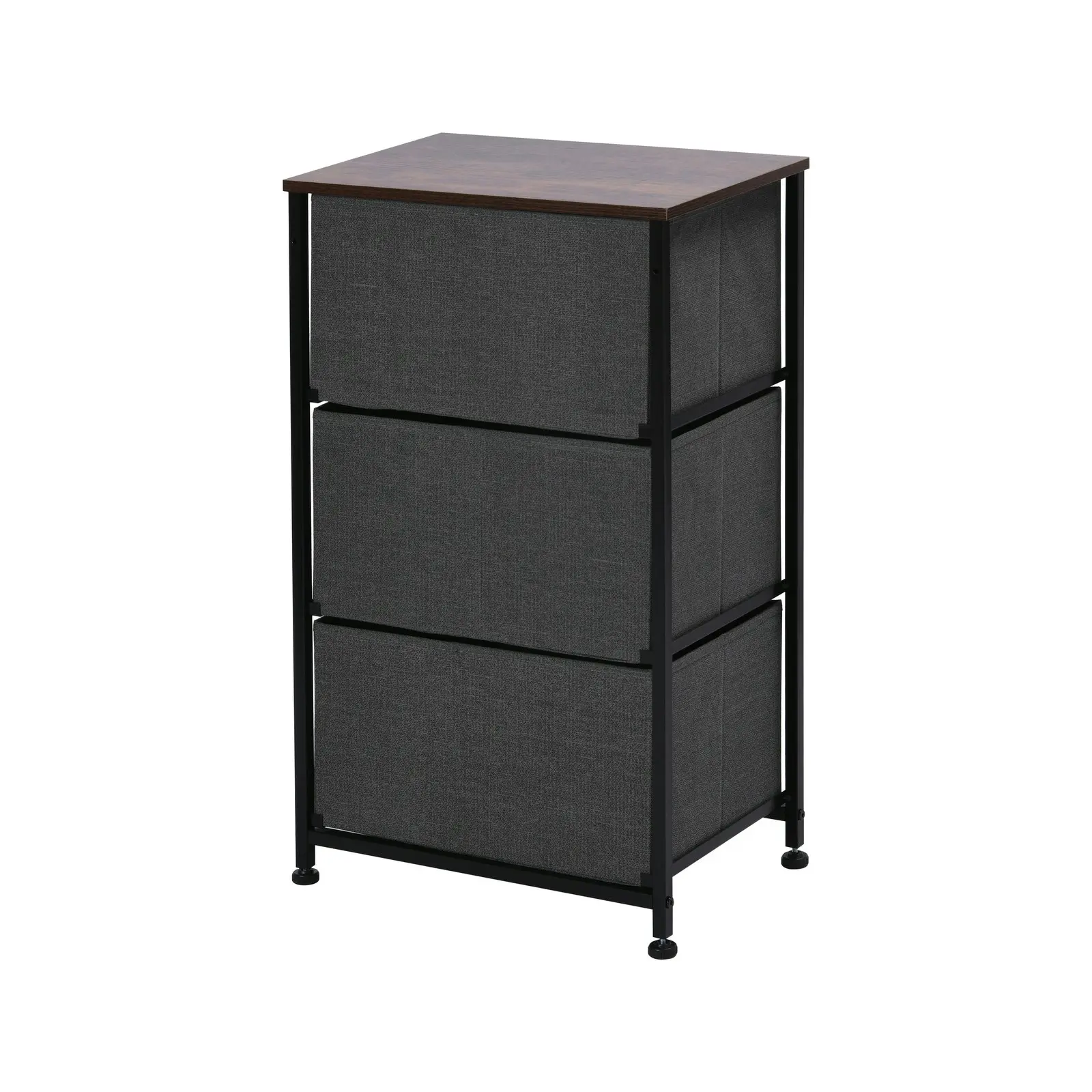 Sherwood Luna 3 Drawer Fabric Home Dresser Charcoal