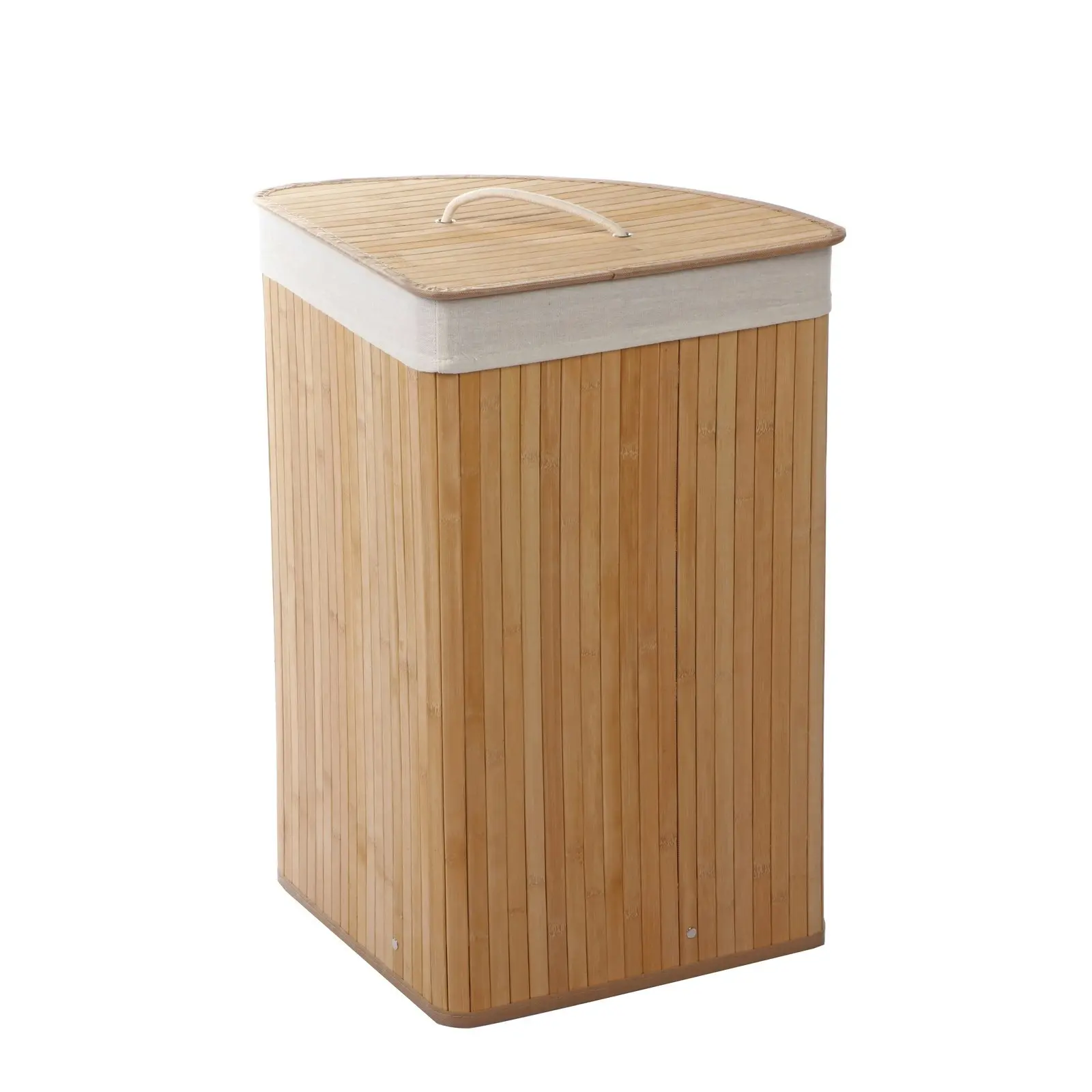 Sherwood Home Foldable Bamboo Corner Laundry Hamper Natural Brown