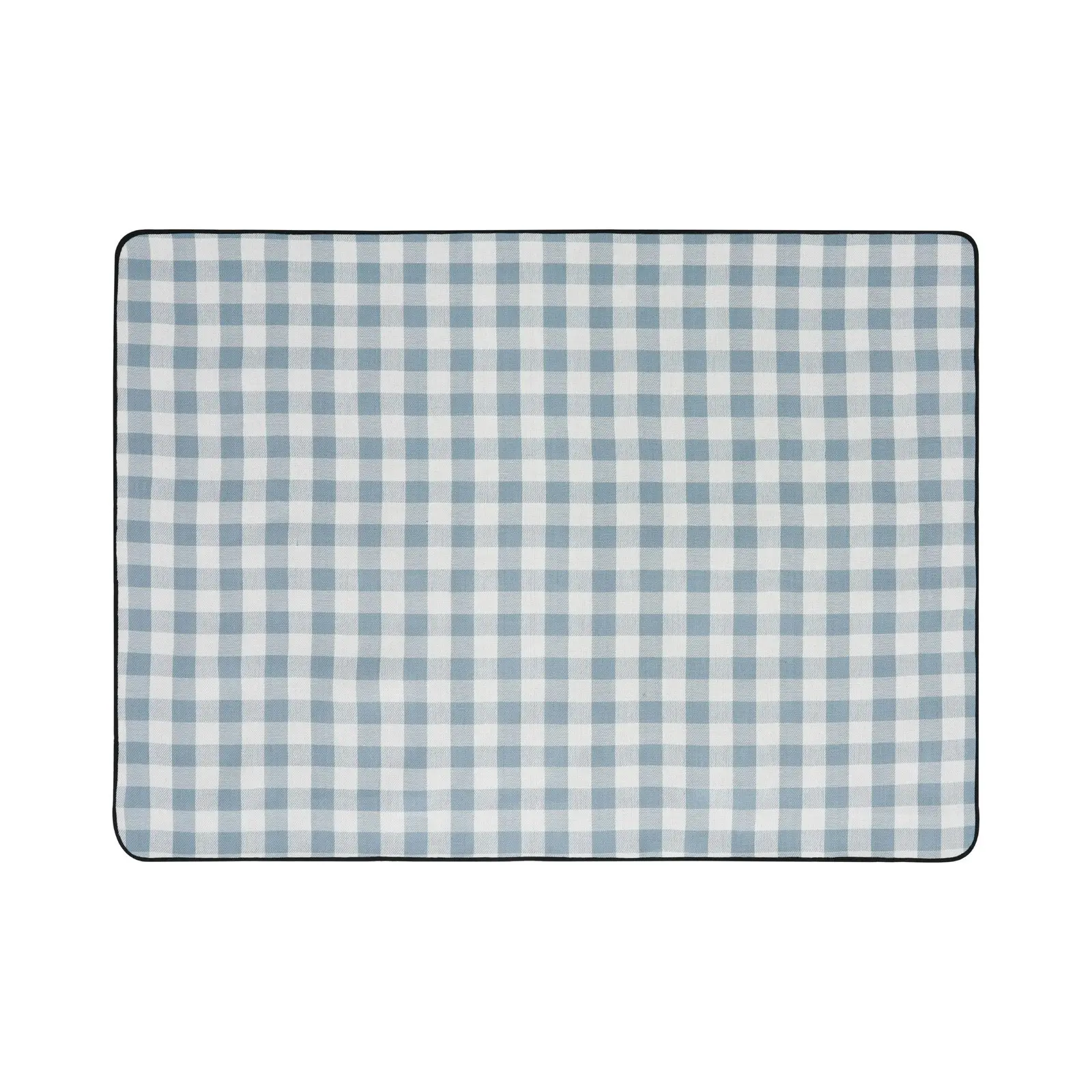 Sherwood Faux Linen Picnic Rug Blue and White Plaid 200x150cm