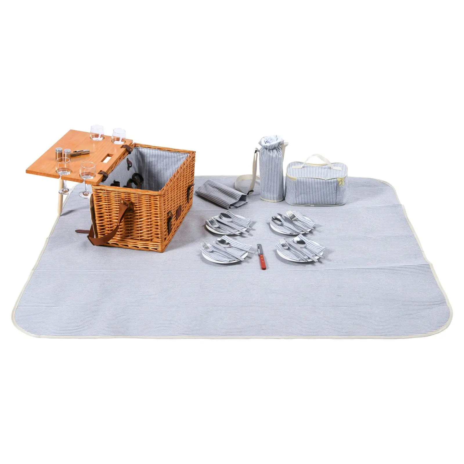 Vibes Hunter 4 Person Natural Willow Picnic Basket Set