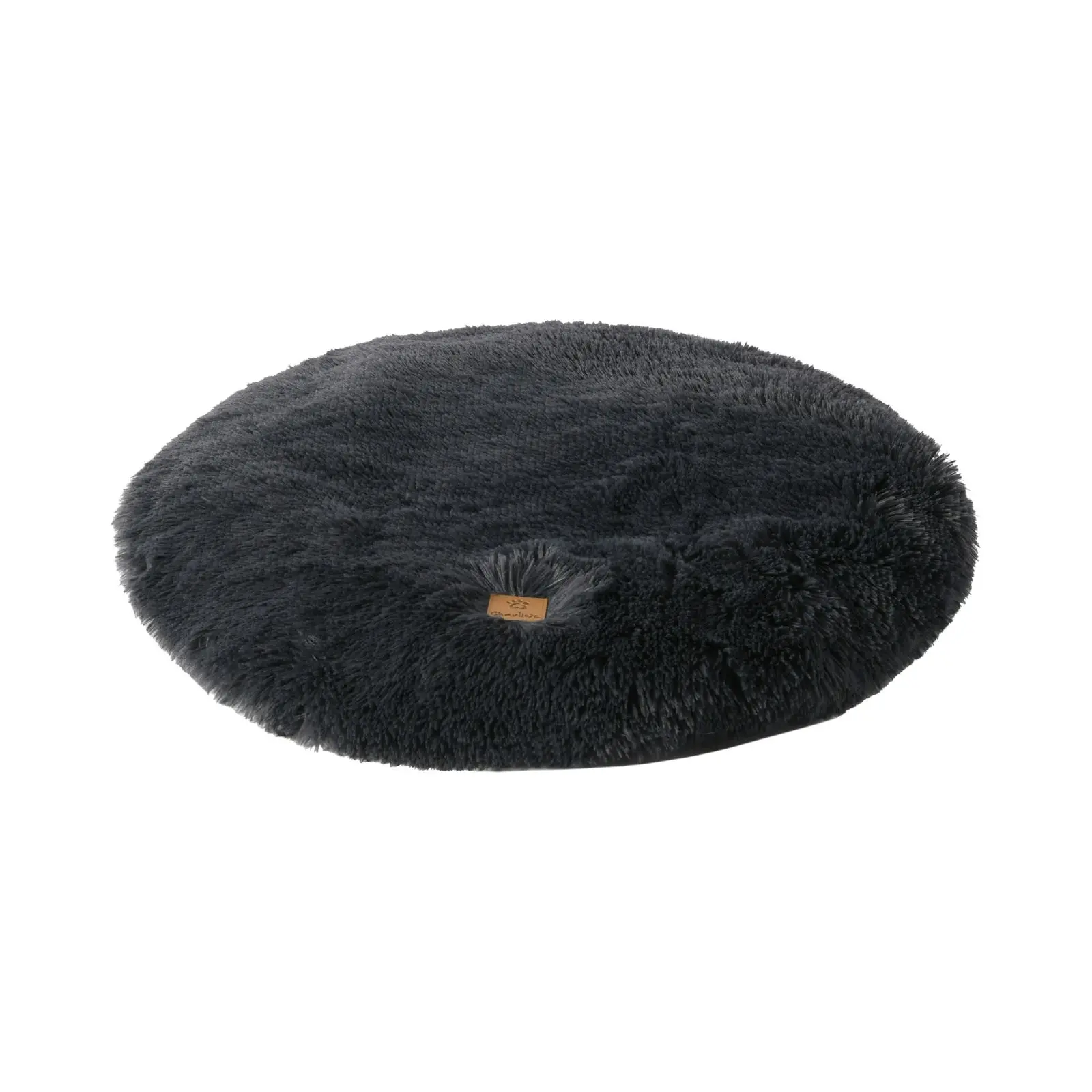 Charlie's Shaggy Faux Fur Round Calming Dog Mat Charcoal Small