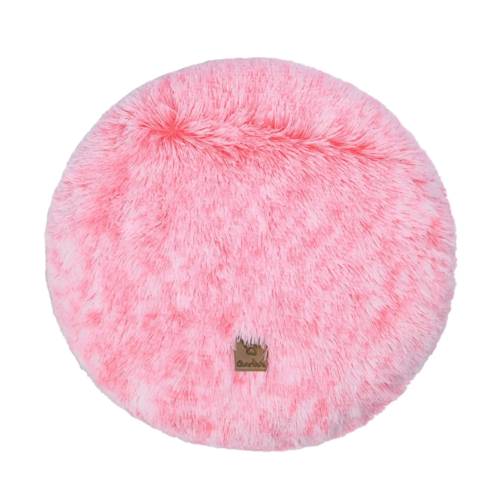 Charlie's Shaggy Faux Fur Round Calming Dog Mat Ombre Pink Small