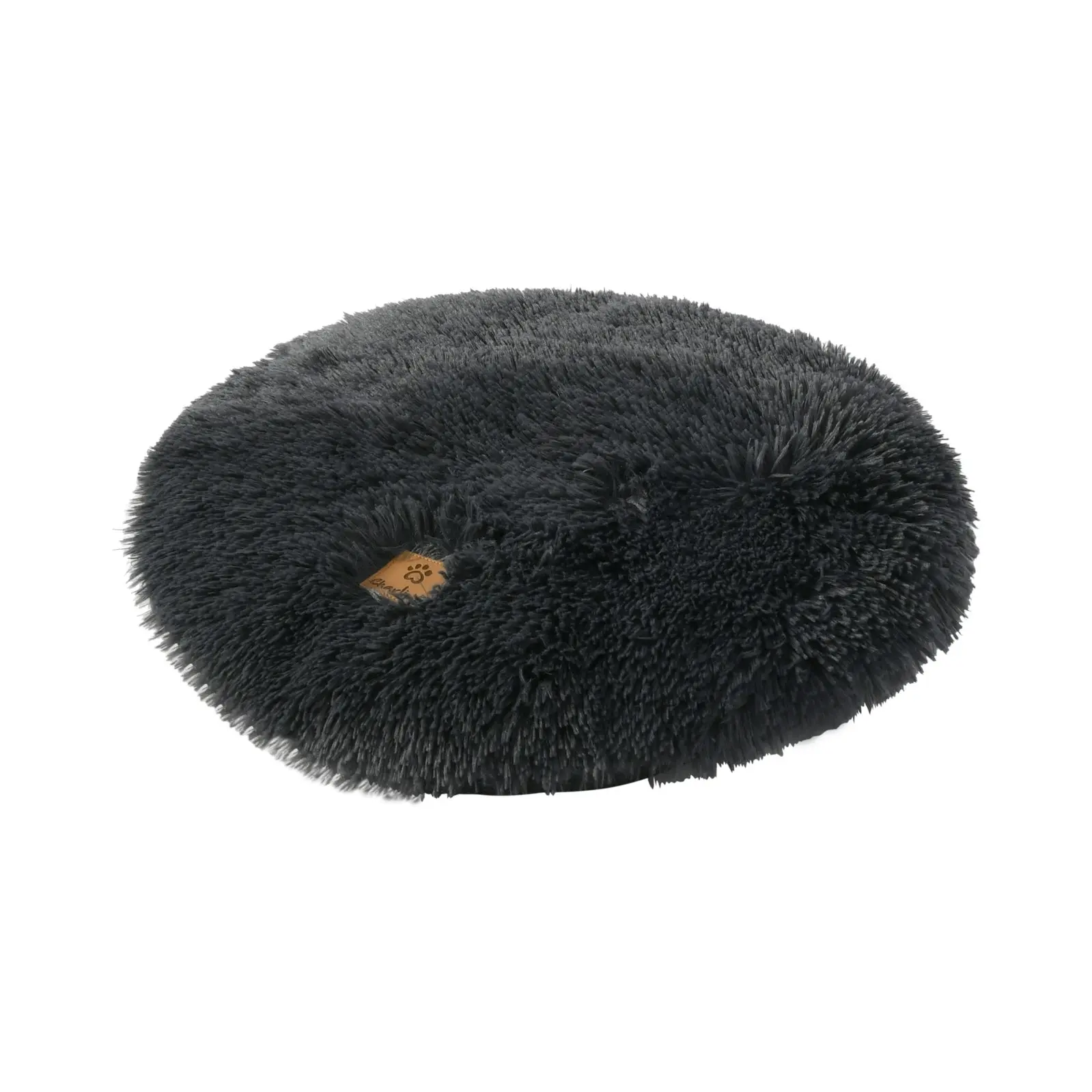 Charlie's Shaggy Faux Fur Round Calming Dog Mat Charcoal Medium