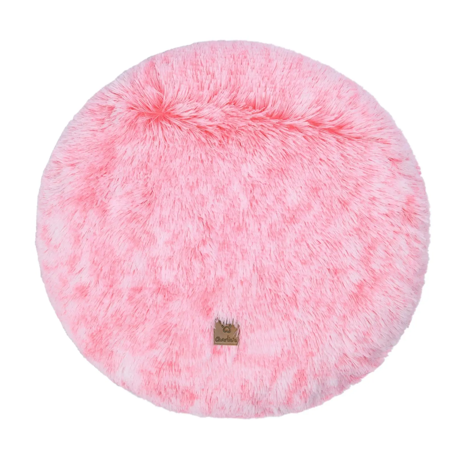 Charlie's Shaggy Faux Fur Round Calming Dog Mat Ombre Pink Medium