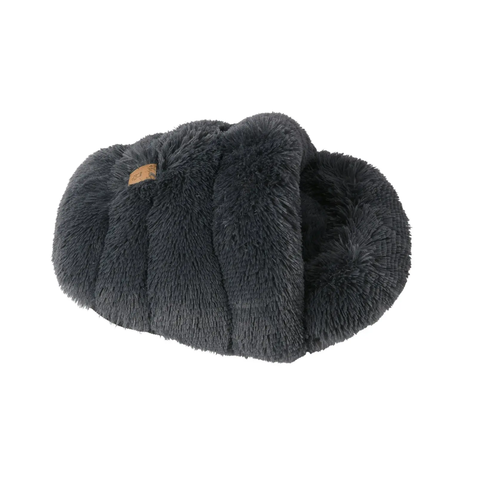 Charlie's Shaggy Fur Faux Igloo Cat Cave Bed Charcoal 60x50cm