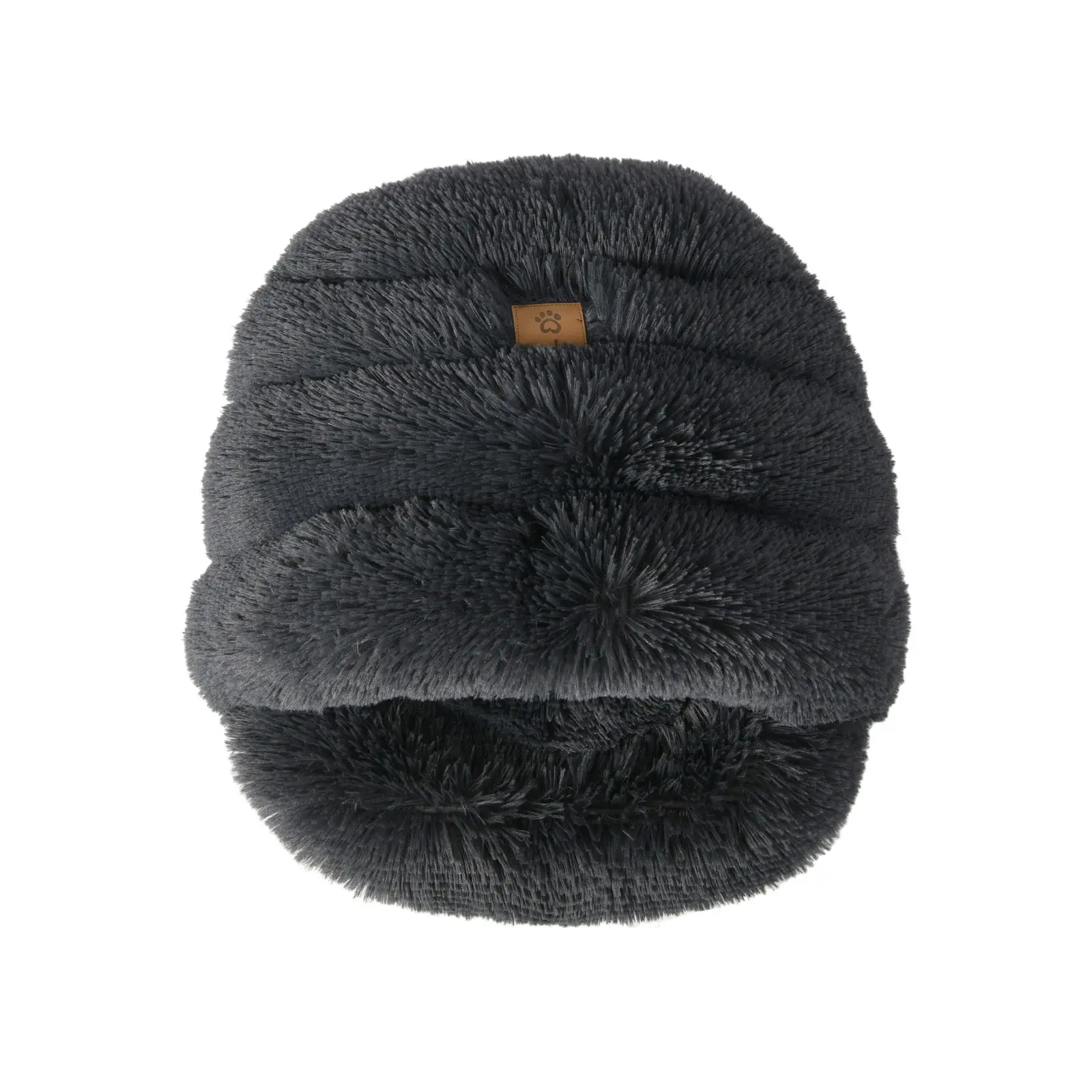 Charlie's Shaggy Fur Faux Igloo Cat Cave Bed Charcoal 60x50cm