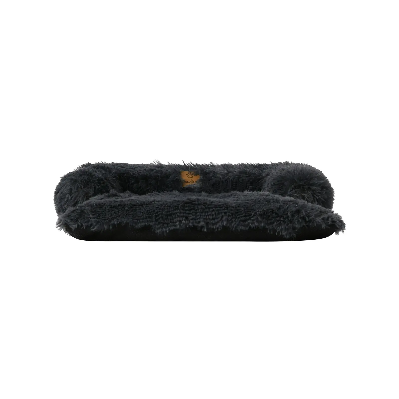 Charlie's Shaggy Faux Fur Bolster Sofa Protector Calming Dog Bed Charcoal Small