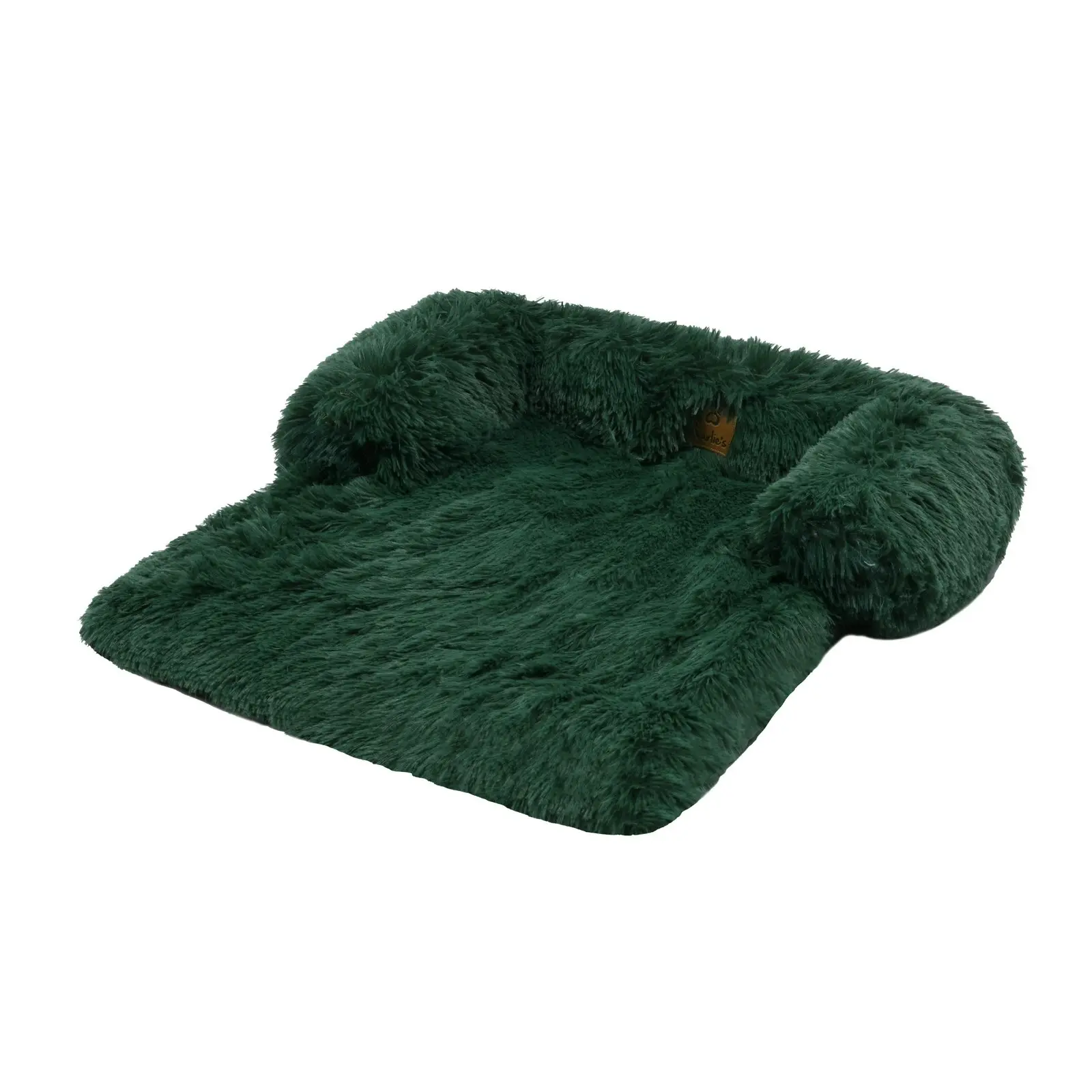 Charlie's Shaggy Faux Fur Bolster Sofa Protector Calming Dog Bed Eden Green Small