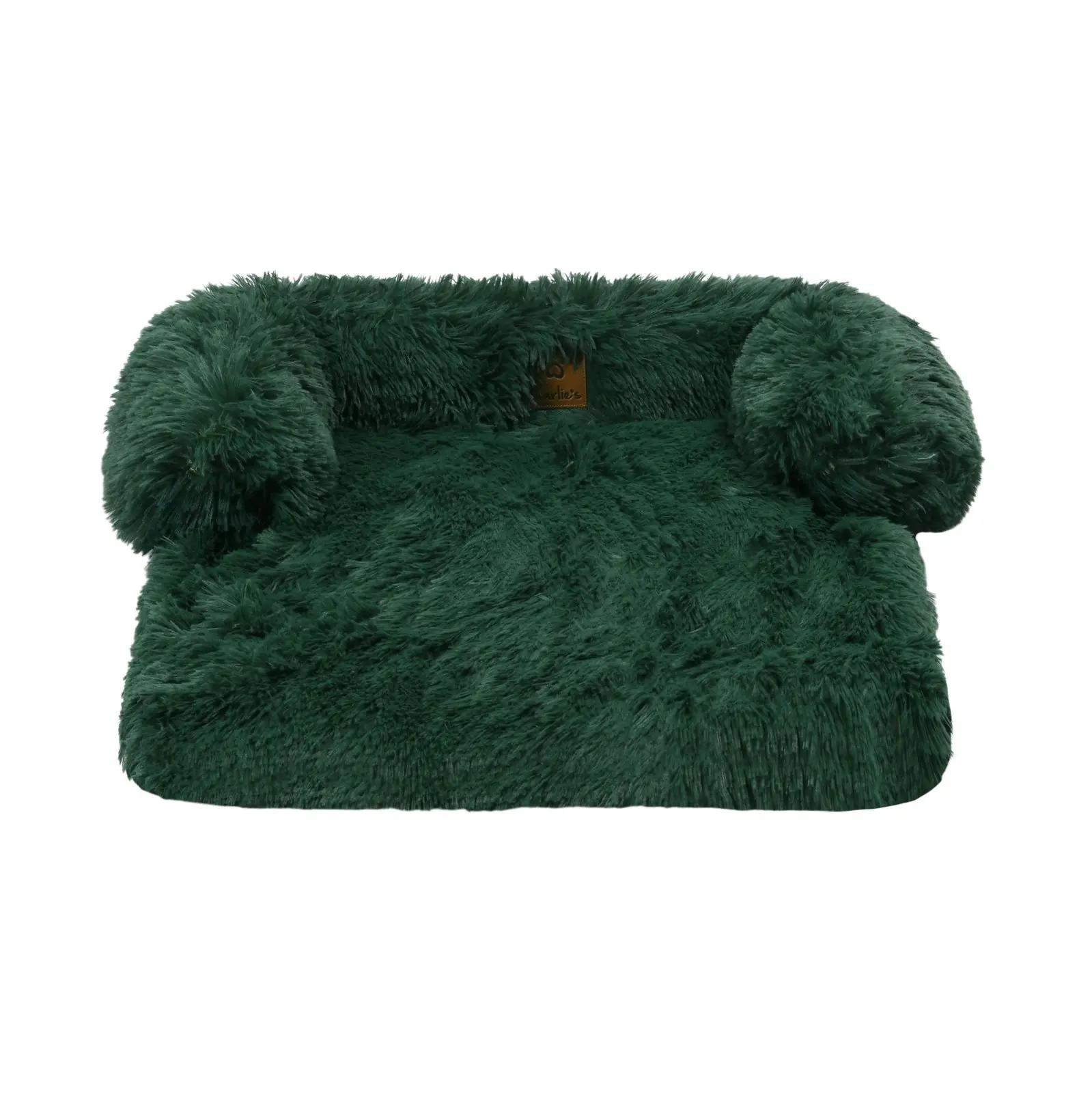 Charlie's Shaggy Faux Fur Bolster Sofa Protector Calming Dog Bed Eden Green Small