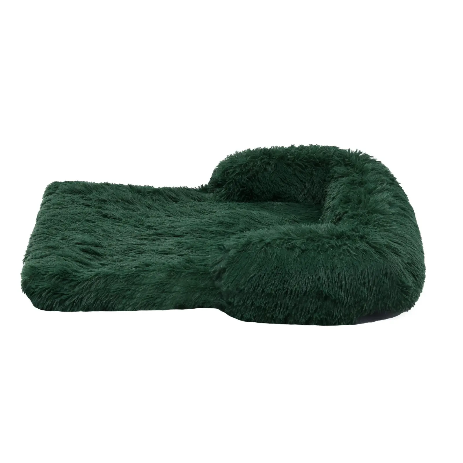 Charlie's Shaggy Faux Fur Bolster Sofa Protector Calming Dog Bed Eden Green Small