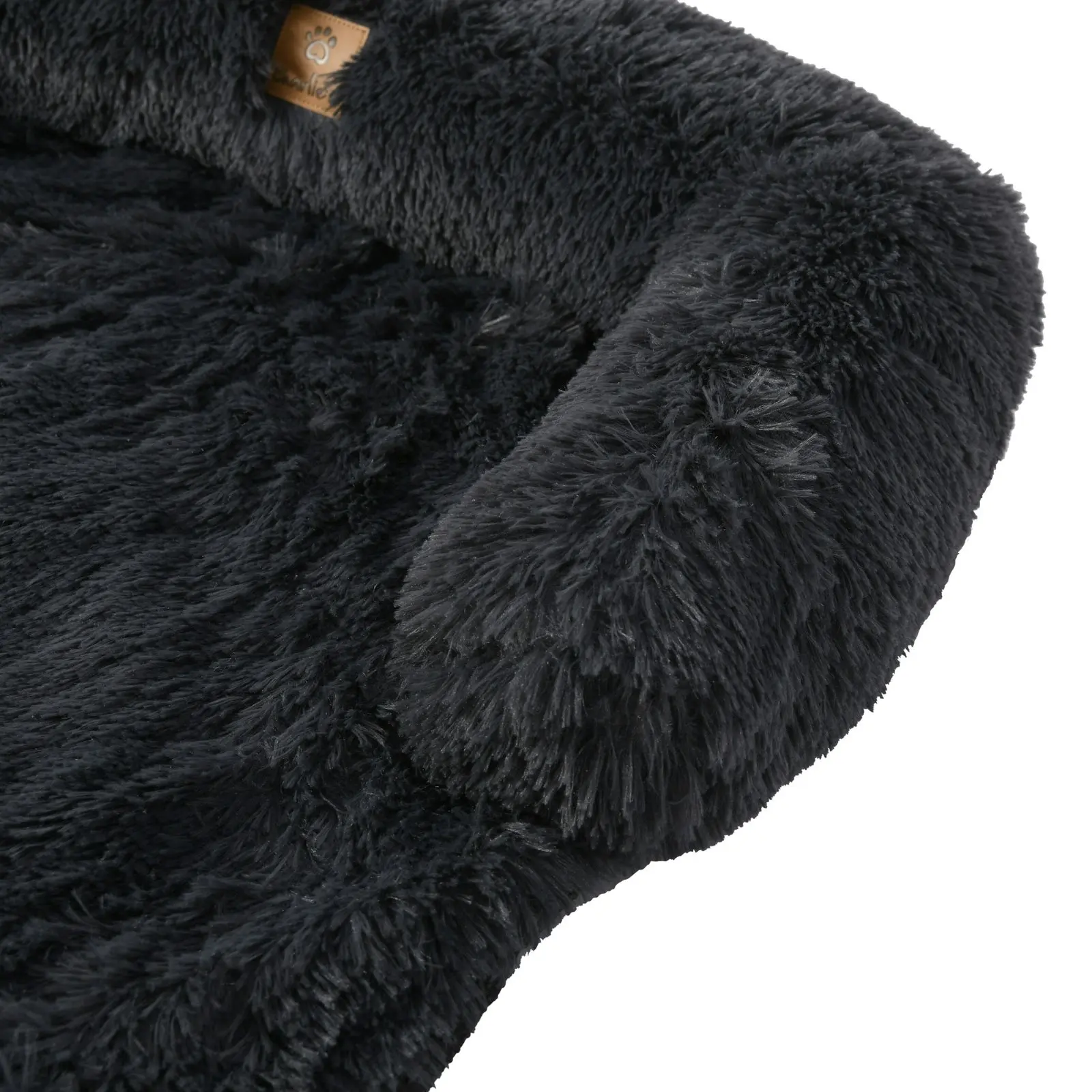 Charlie's Shaggy Faux Fur Bolster Sofa Protector Calming Dog Bed Charcoal Large