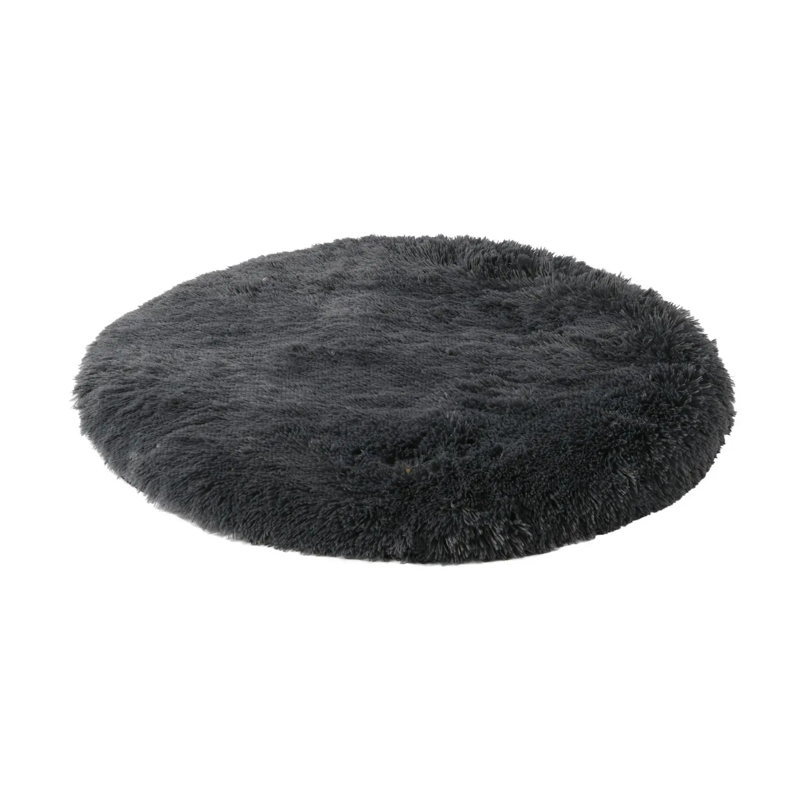 Charlie's Shaggy Faux Fur Round Calming Dog Mat Charcoal Large