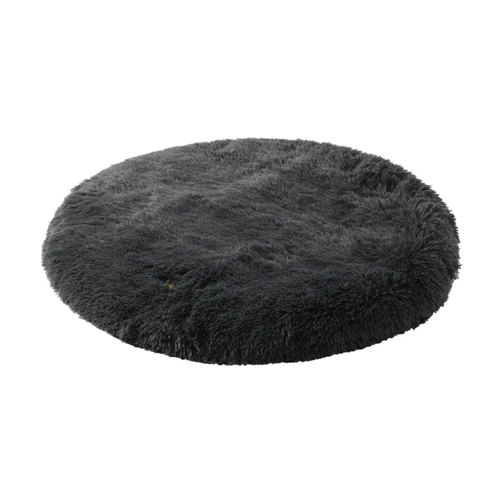 Charlie's Shaggy Faux Fur Round Calming Dog Mat Charcoal Large