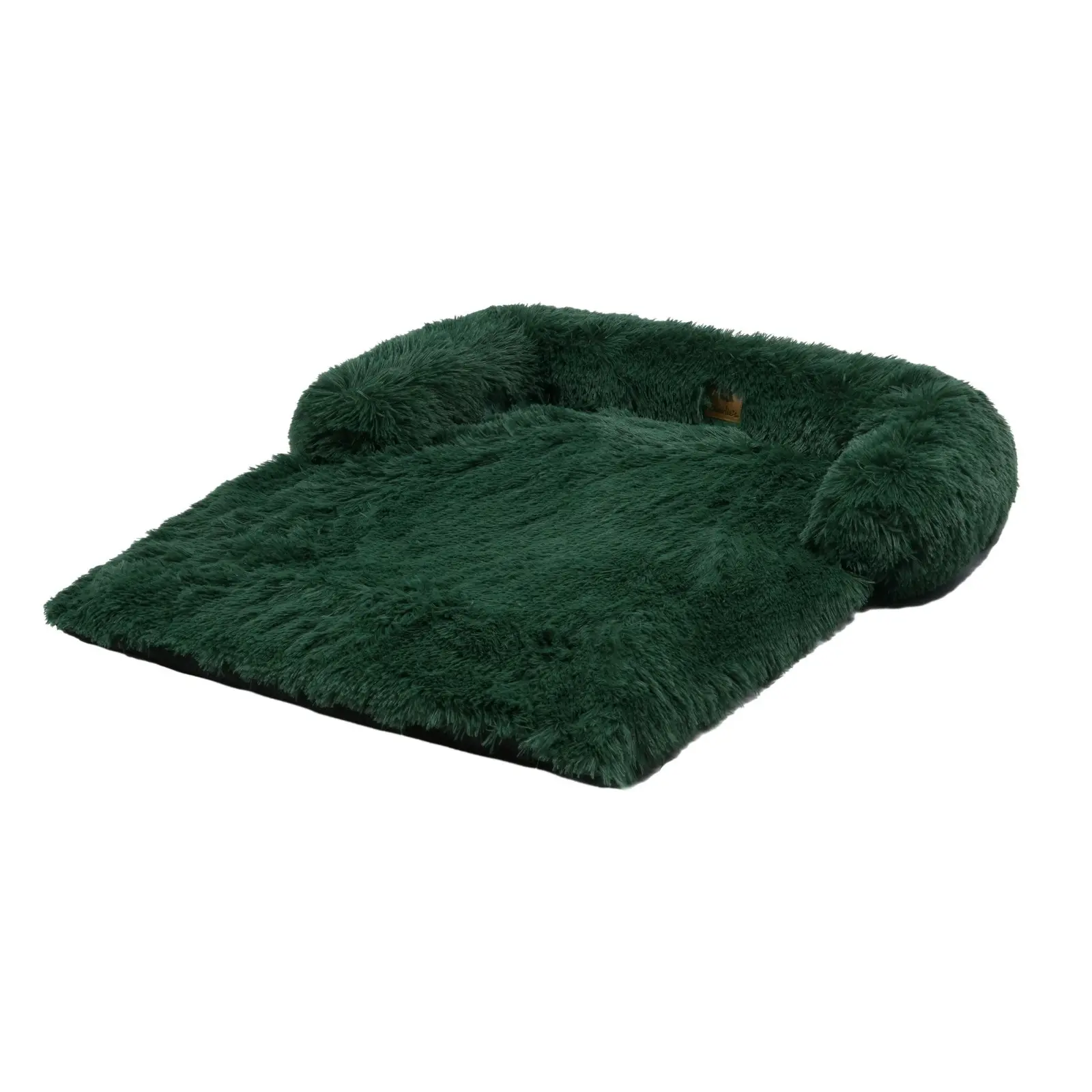 Charlie's Shaggy Faux Fur Bolster Sofa Protector Calming Dog Bed Eden Green Large