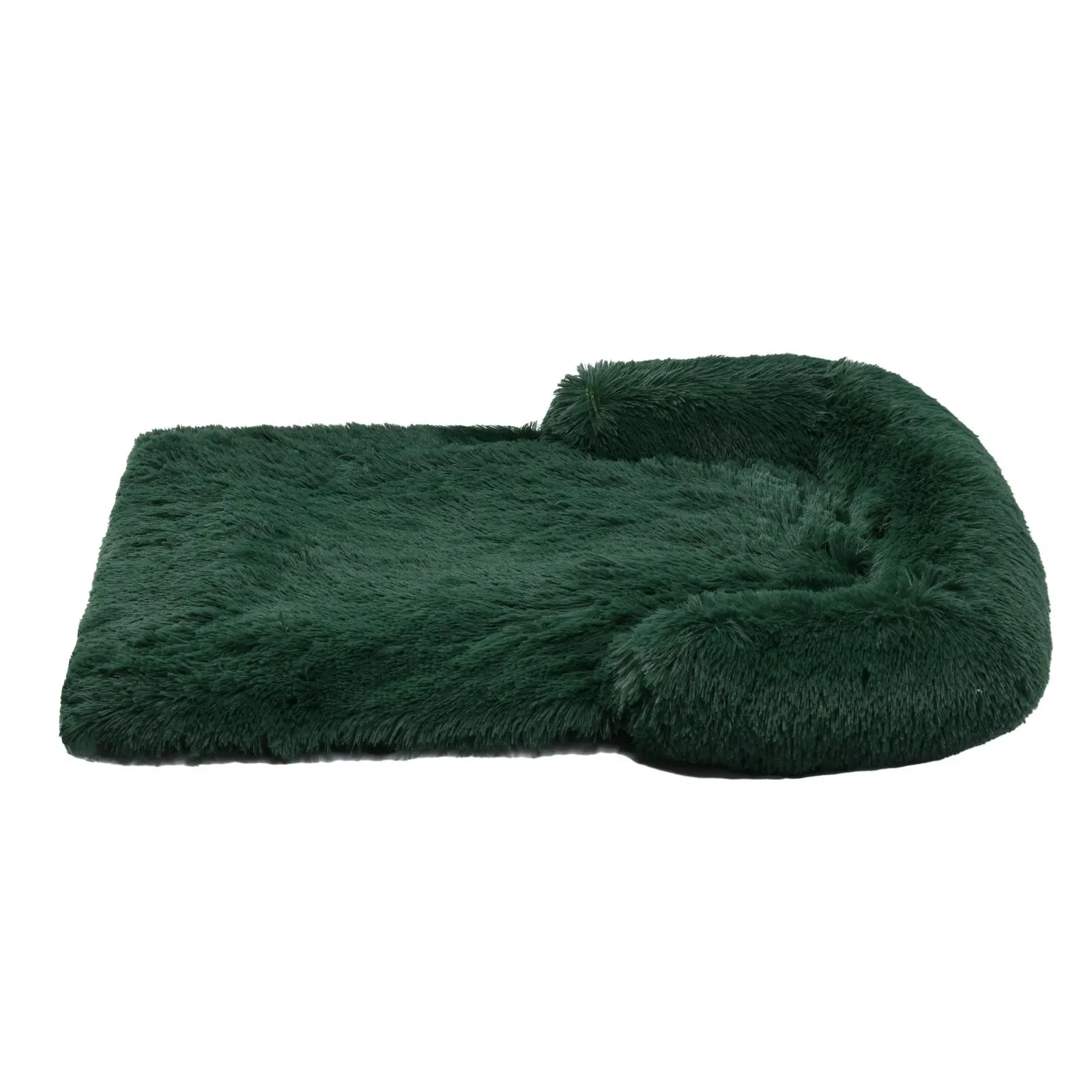 Charlie's Shaggy Faux Fur Bolster Sofa Protector Calming Dog Bed Eden Green Large