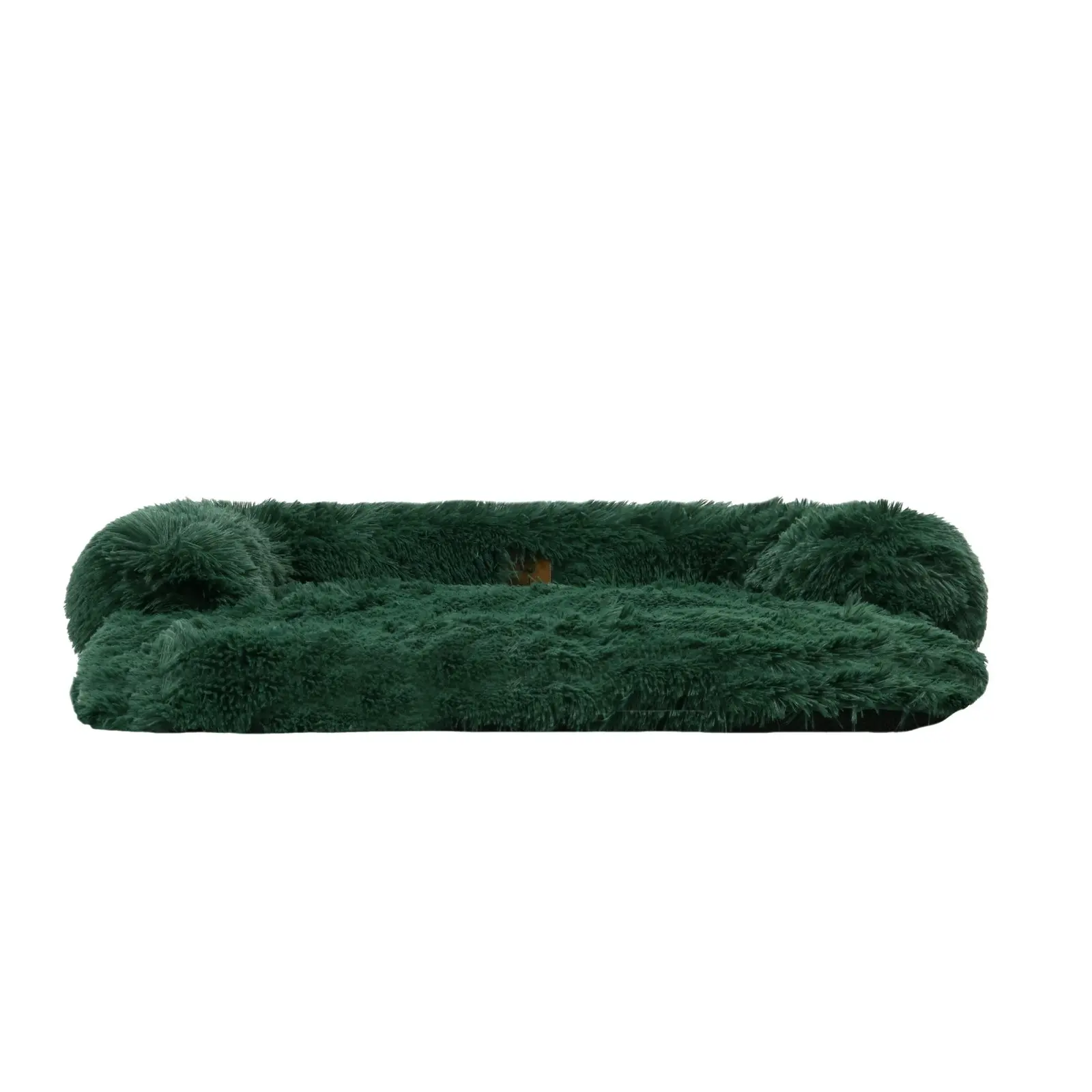 Charlie's Shaggy Faux Fur Bolster Sofa Protector Calming Dog Bed Eden Green Large