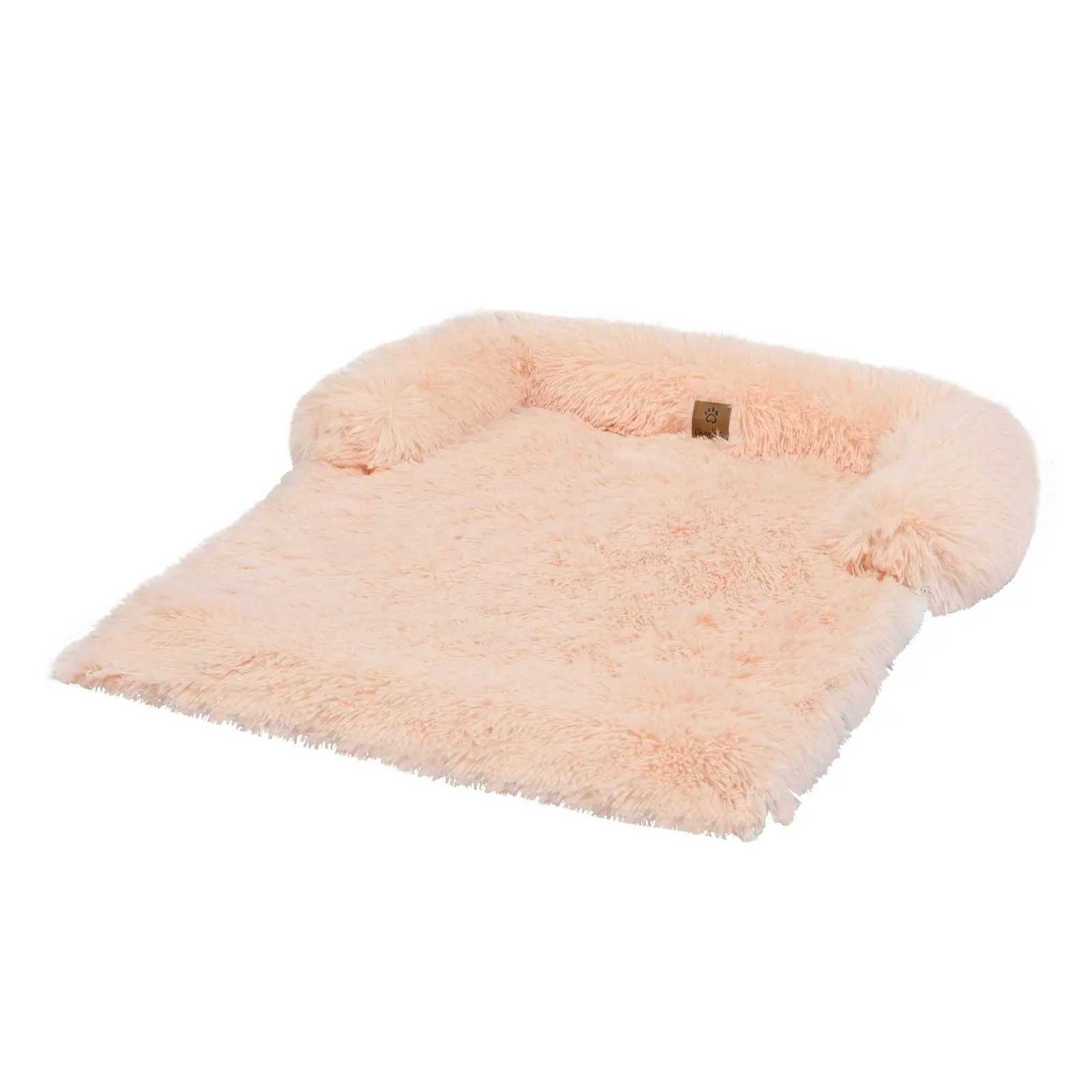 Charlie's Shaggy Faux Fur Bolster Sofa Protector Calming Dog Bed Soft Beige Large