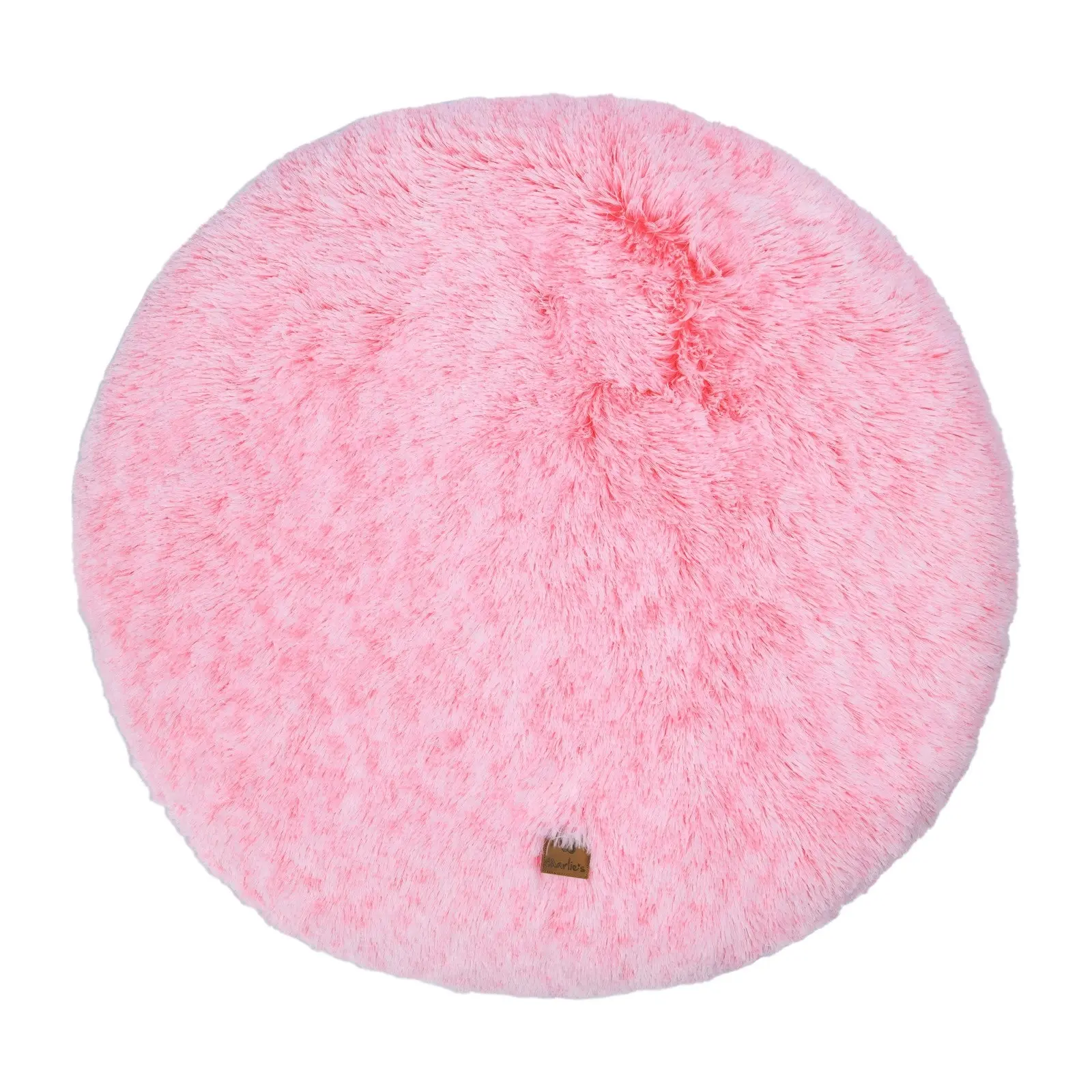 Charlie's Shaggy Faux Fur Round Calming Dog Mat Ombre Pink Large