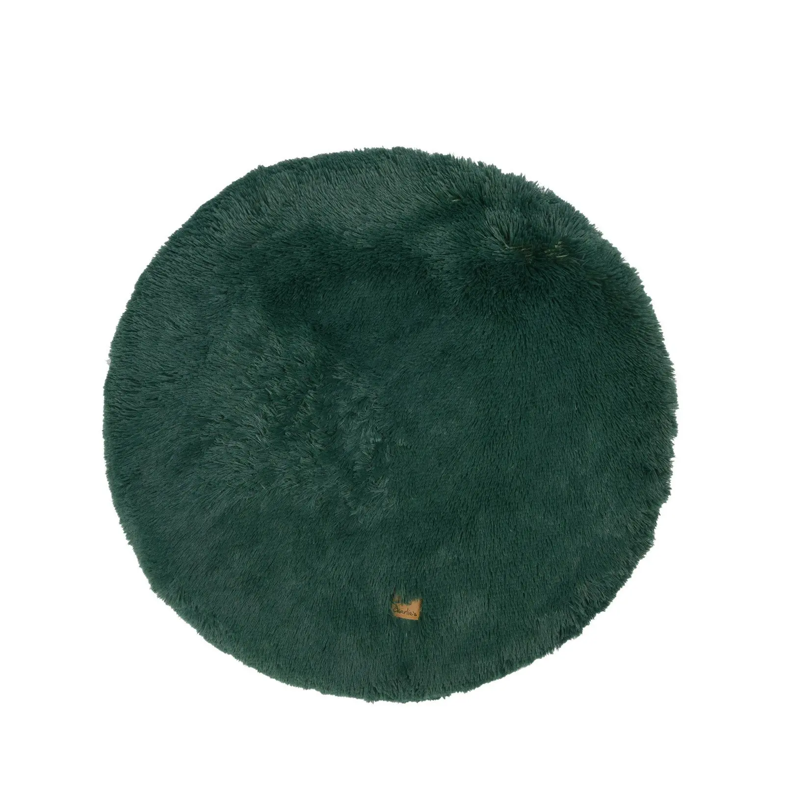 Charlie's Shaggy Faux Fur Round Calming Dog Mat Eden Green Large