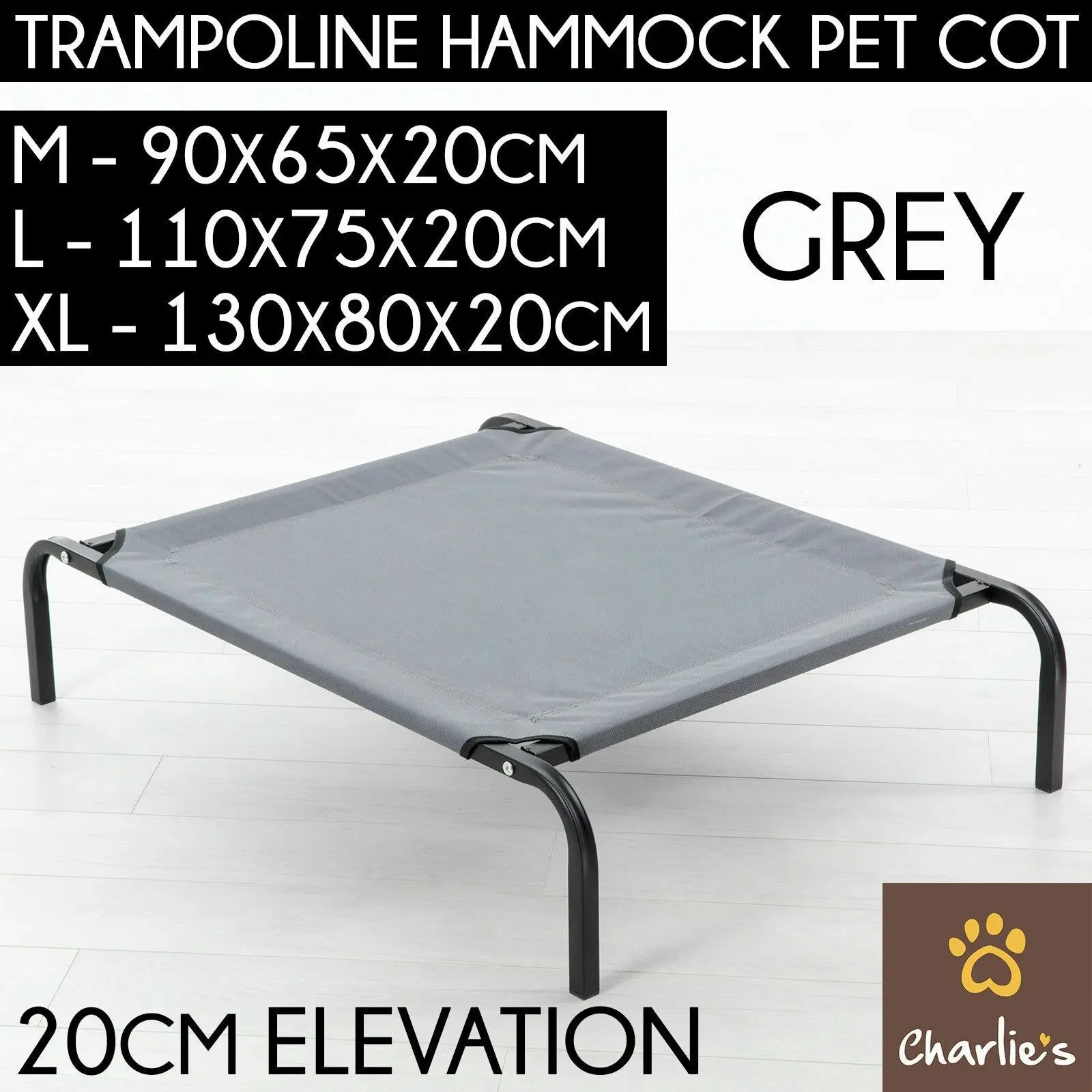 Charlie's Trampoline Hammock Bed Warm Grey Extra Large