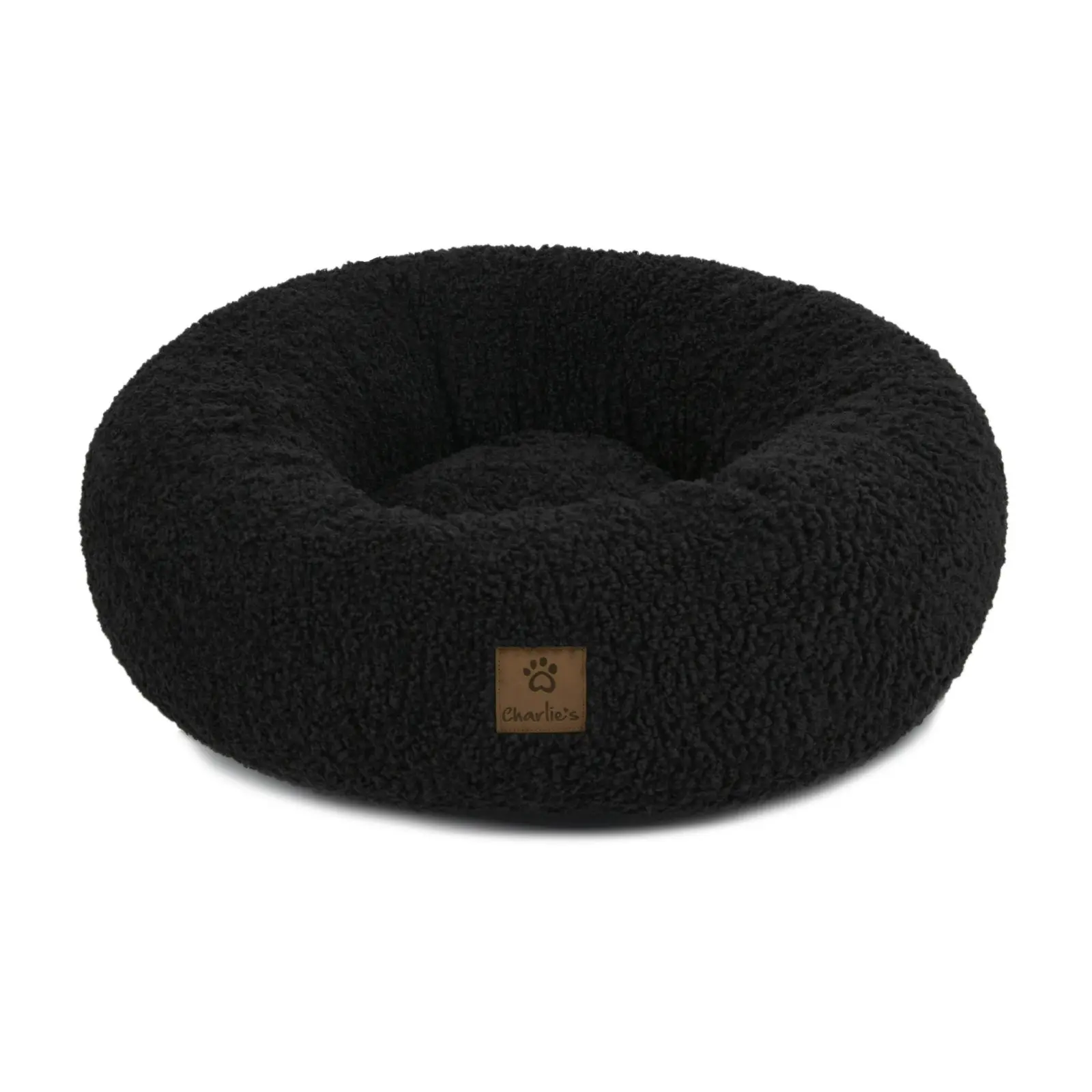 5001183 Charlie's Teddy Fleece Round Bed Charcoal S