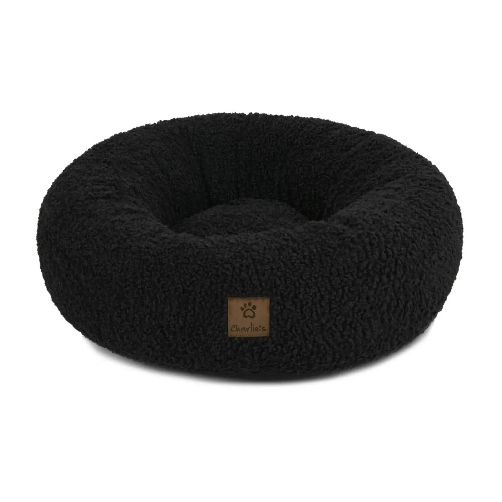 5001183 Charlie's Teddy Fleece Round Bed Charcoal S