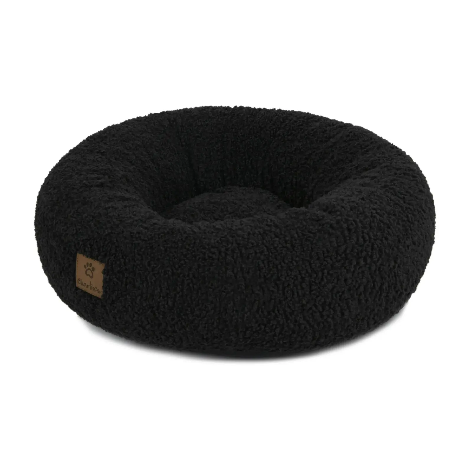 5001183 Charlie's Teddy Fleece Round Bed Charcoal S