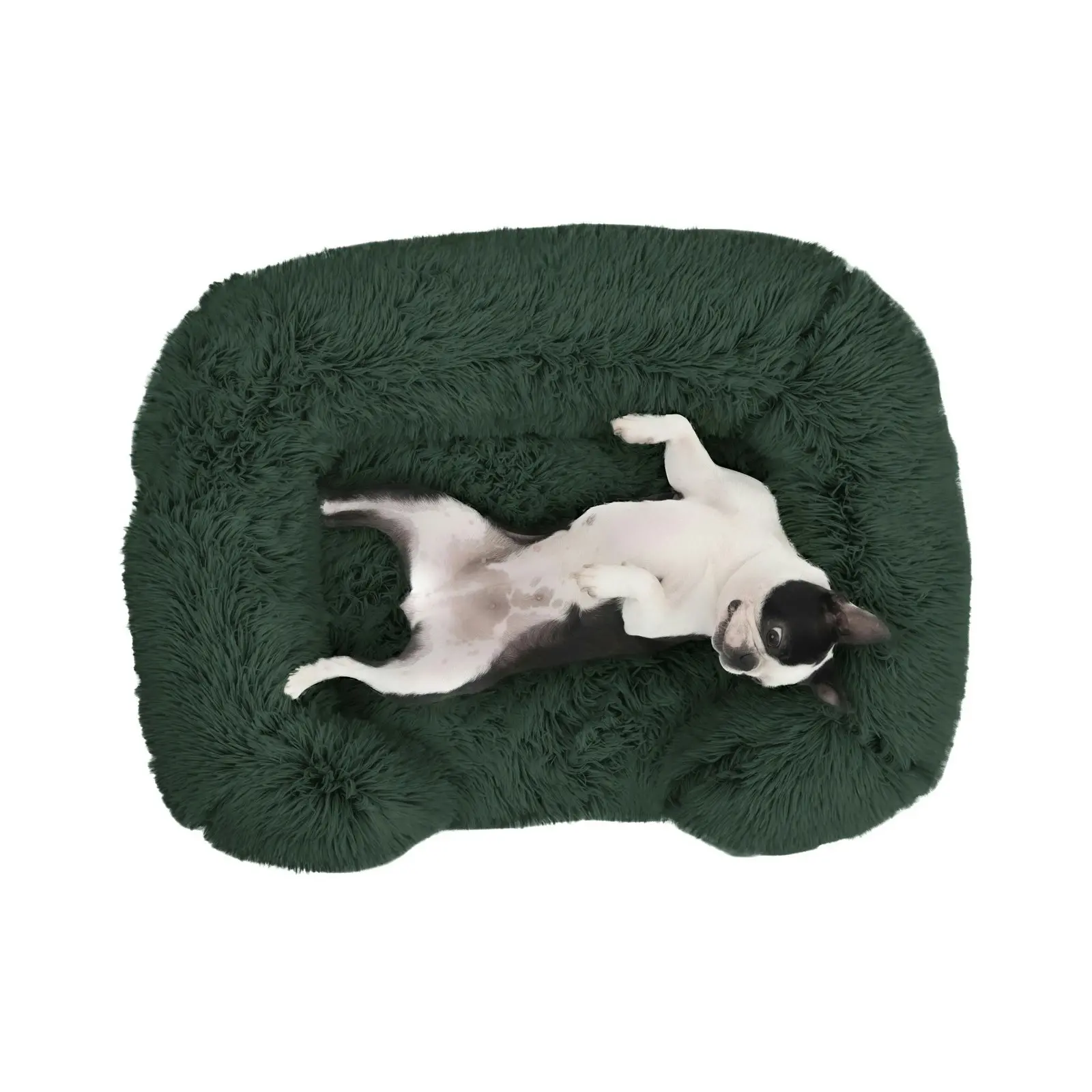 Charlie's Shaggy Faux Fur Orthopedic Memory Foam Sofa Dog Bed with Bolster Eden Green Medium