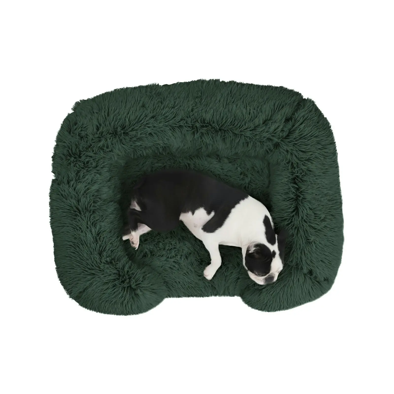 Charlie's Shaggy Faux Fur Orthopedic Memory Foam Sofa Dog Bed with Bolster Eden Green Medium