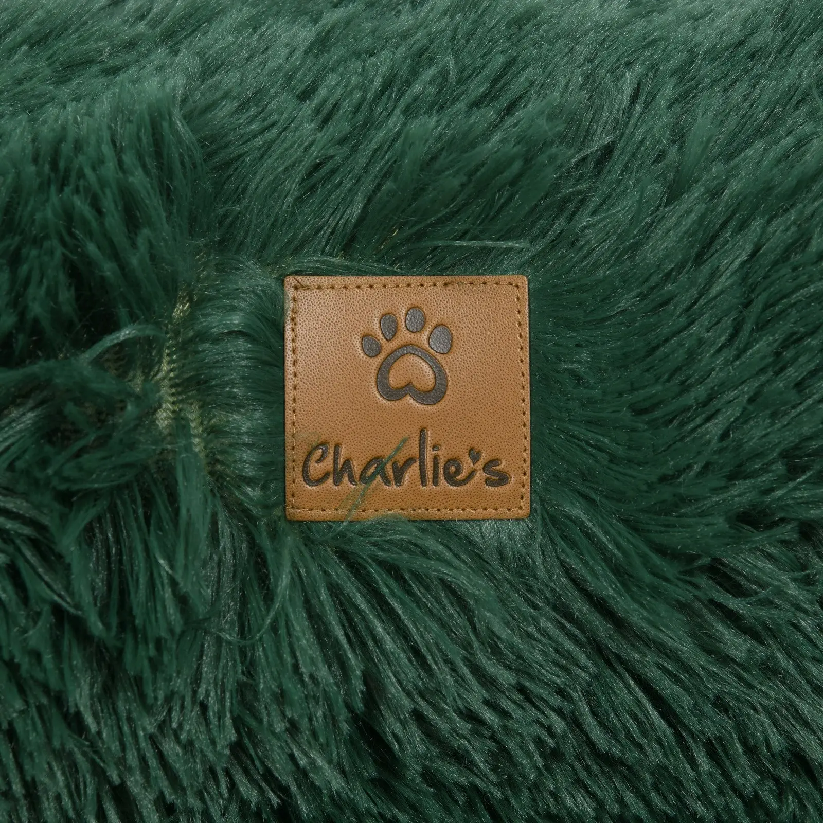 Charlie's Shaggy Faux Fur Orthopedic Memory Foam Sofa Dog Bed with Bolster Eden Green Medium