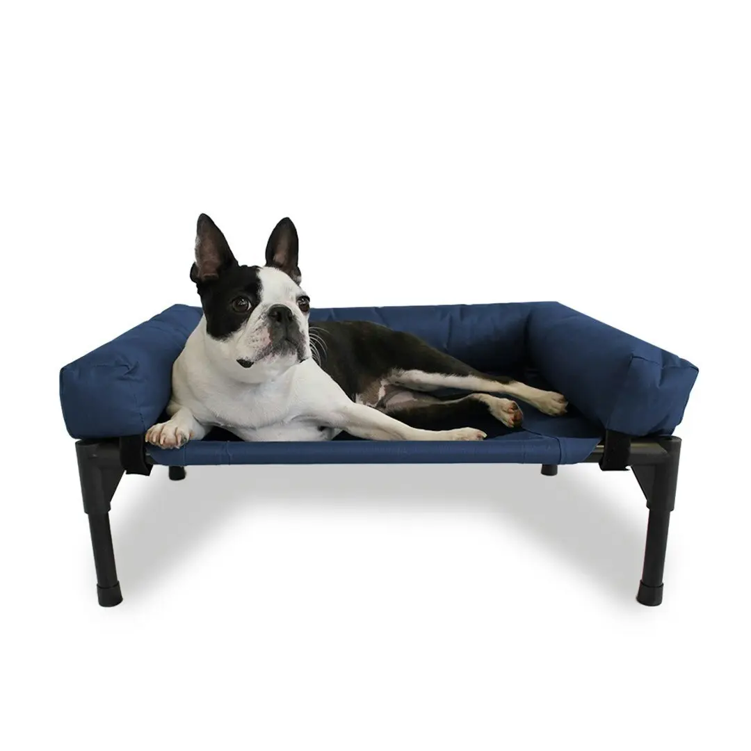 Charlie's Elevated Trampoline Bolster Sofa Dog Bed Blue Small