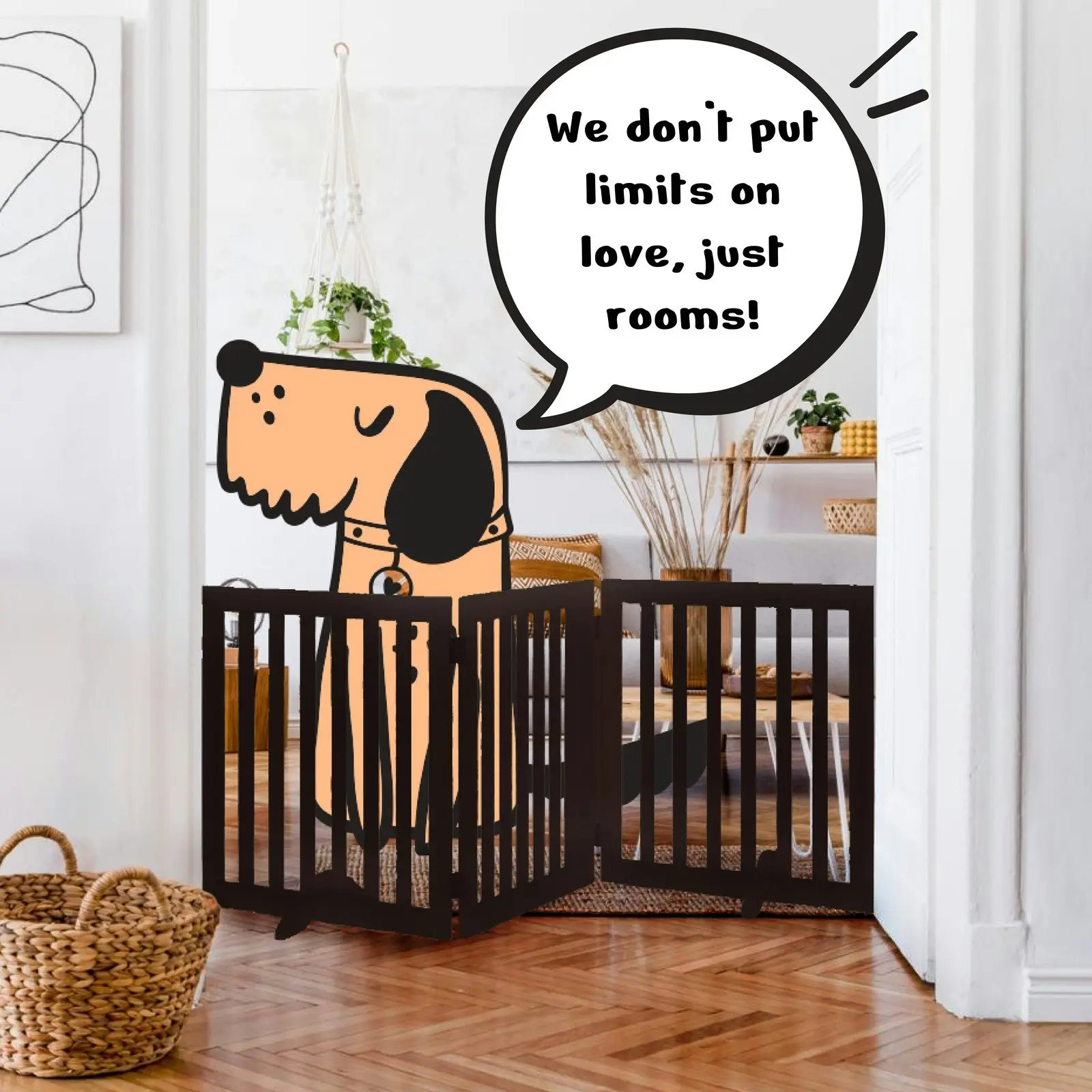 Charlie's Wooden 4 Panel Freestanding Dog Gate Brown