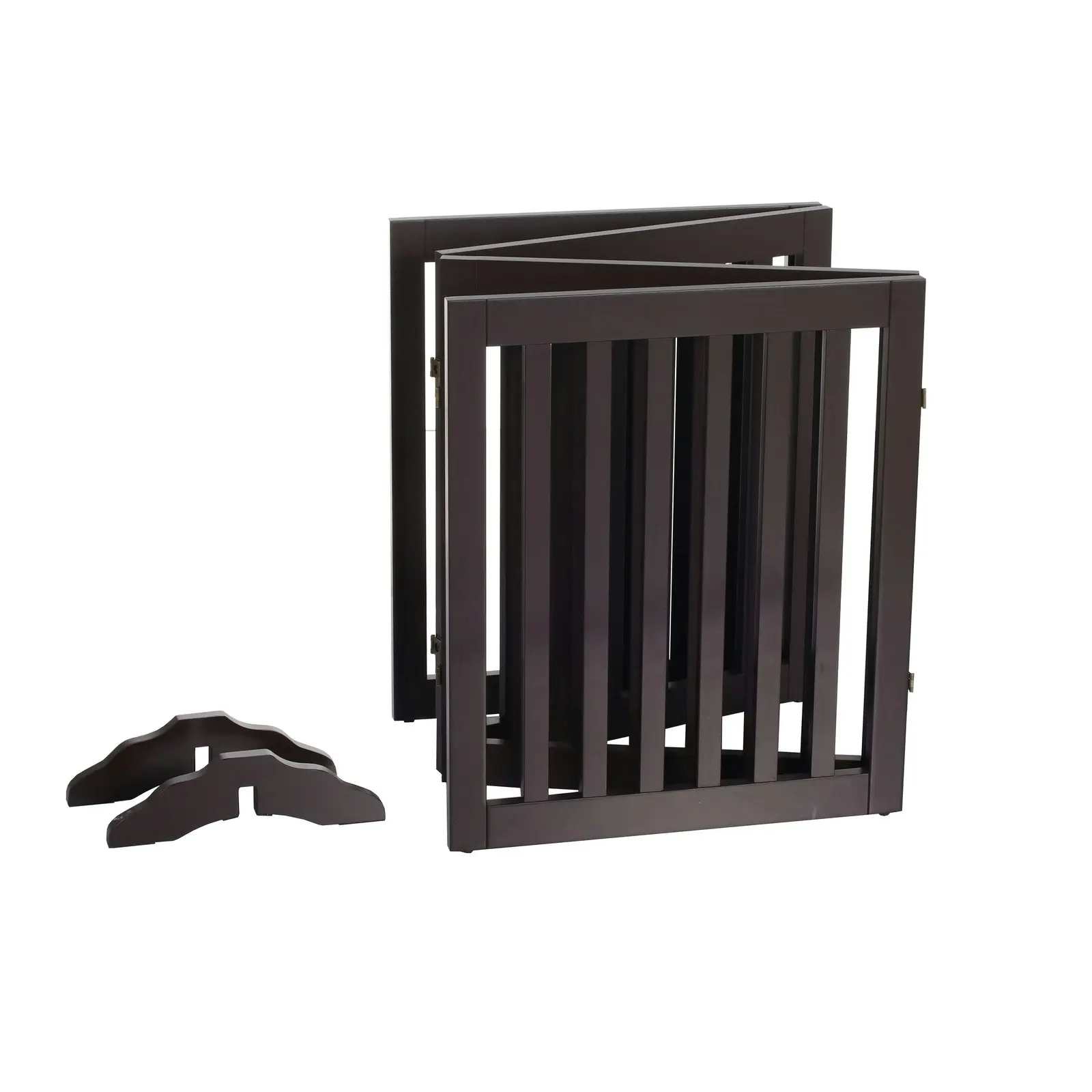 Charlie's Wooden 4 Panel Freestanding Dog Gate Brown